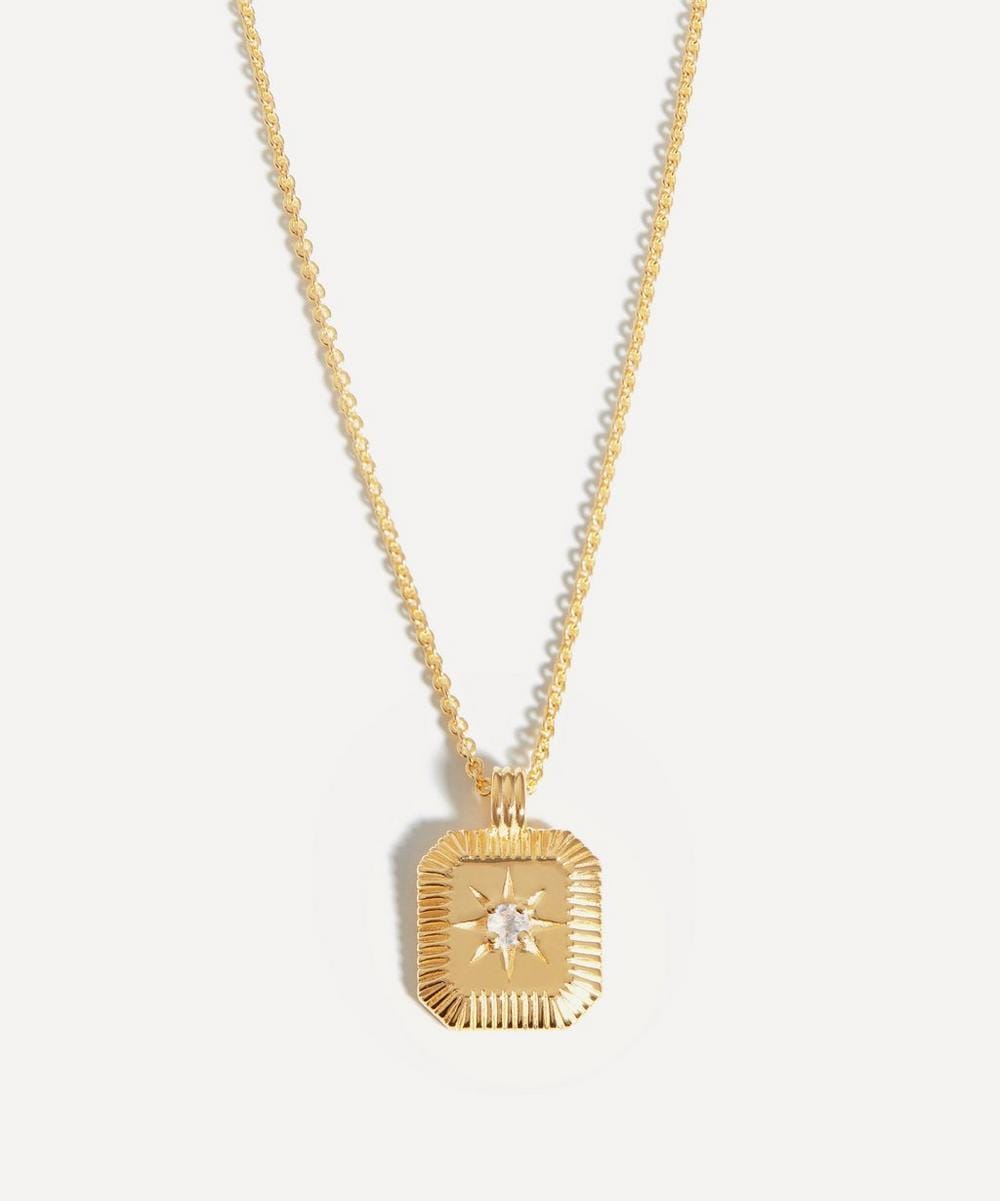 Missoma 18ct Gold - Plated Vermeil Silver Engravable June Birthstone Star Ridge Pendant Necklace