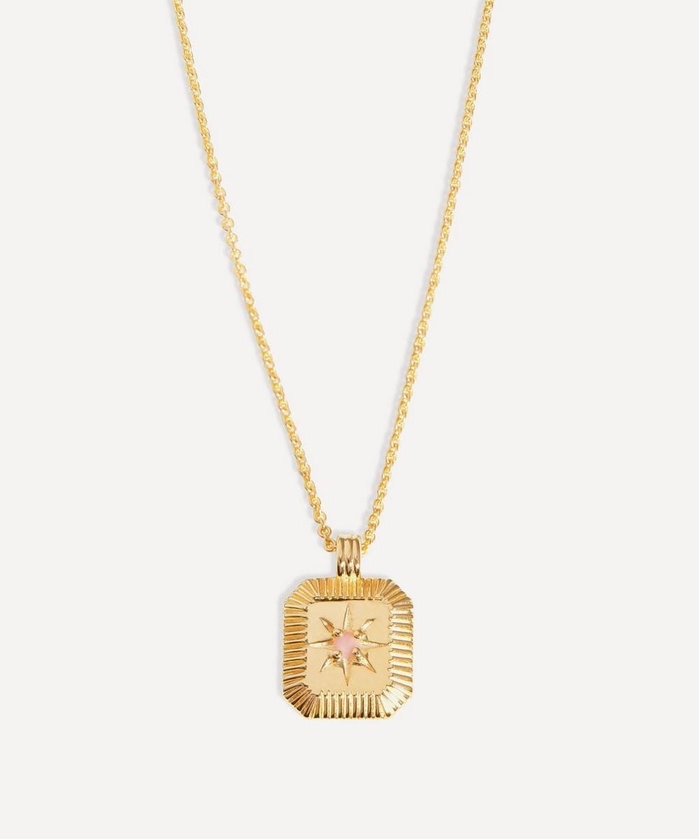 Missoma 18ct Gold - Plated Vermeil Silver Engravable July Birthstone Star Ridge Pendant Necklace
