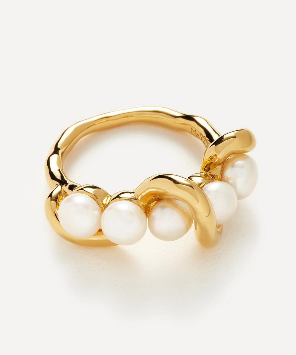 Missoma 18ct Gold - Plated Vermeil Silver Molten Pearl Twisted Ring
