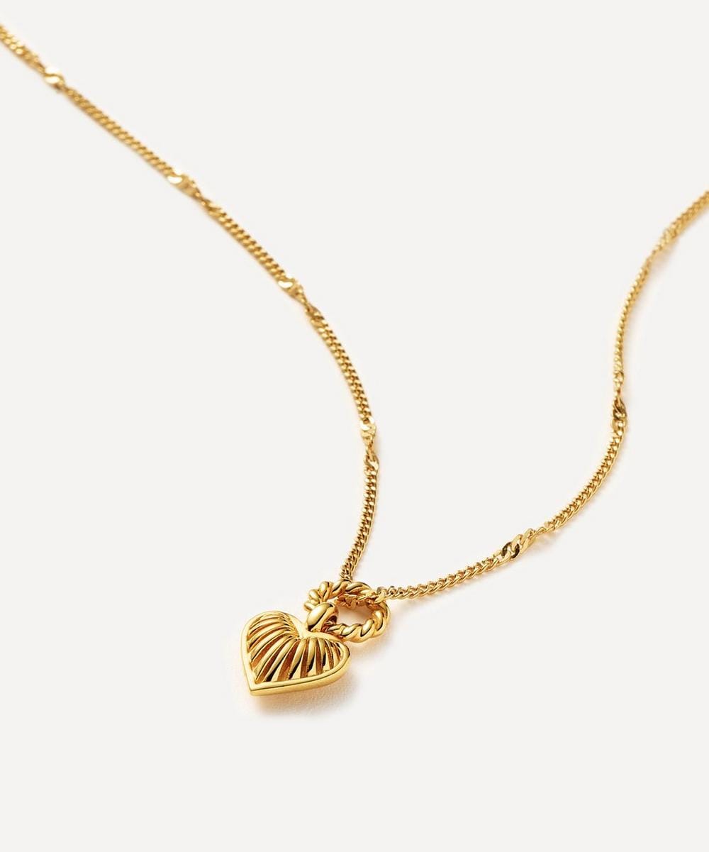 Missoma 18ct Gold - Plated Vermeil Silver Mini Ridge Heart Pendant Necklace