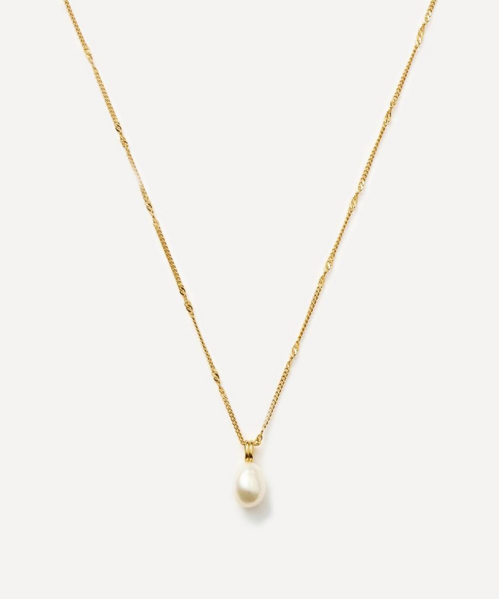 Missoma 18ct Gold - Plated Vermeil Silver Baroque Pearl Twisted Chain Pendant Necklace