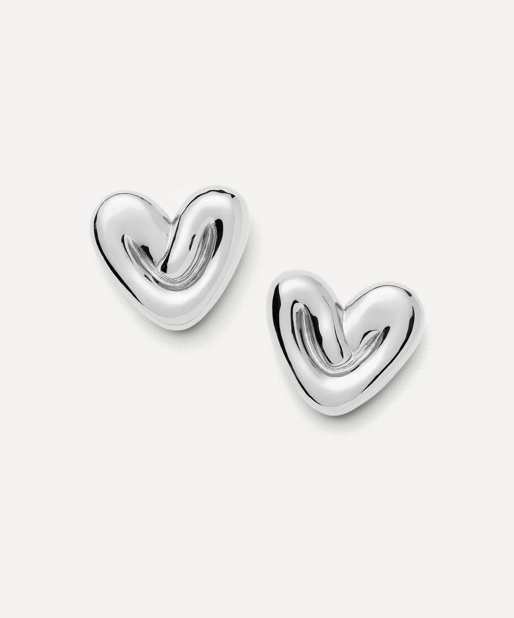 Missoma Rhodium - Plated Puffy Heart Oversized Stud Earrings