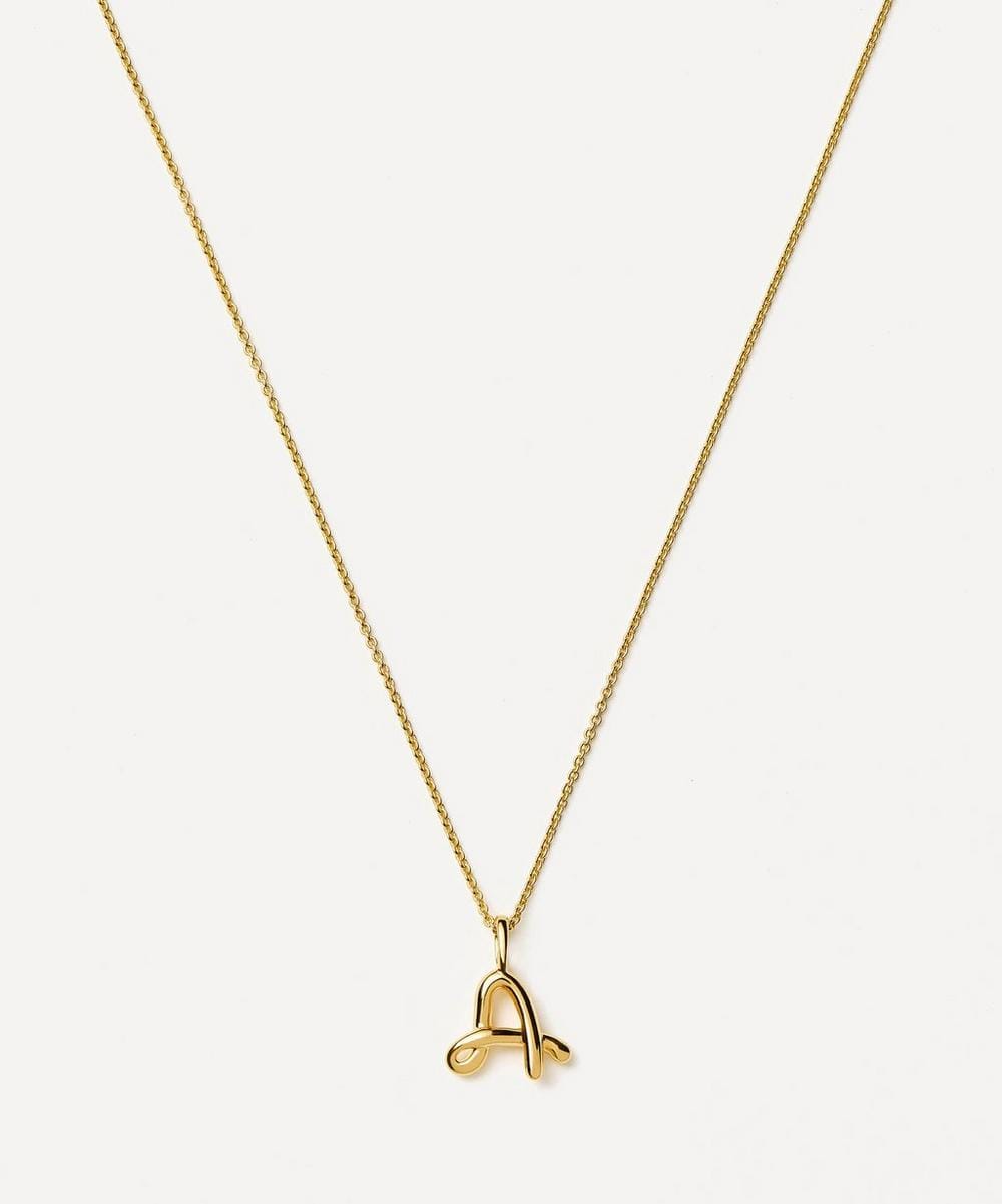 Missoma 18ct Gold - Plated Vermeil Silver Curly Molten Mini A Initial Pendant Necklace