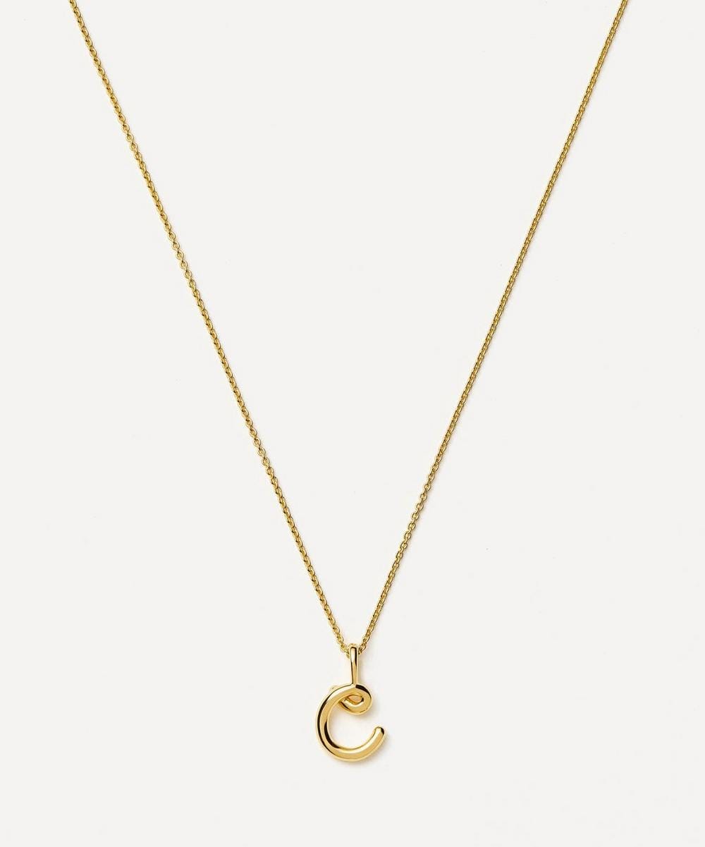 Missoma 18ct Gold - Plated Vermeil Silver Curly Molten Mini C Initial Pendant Necklace