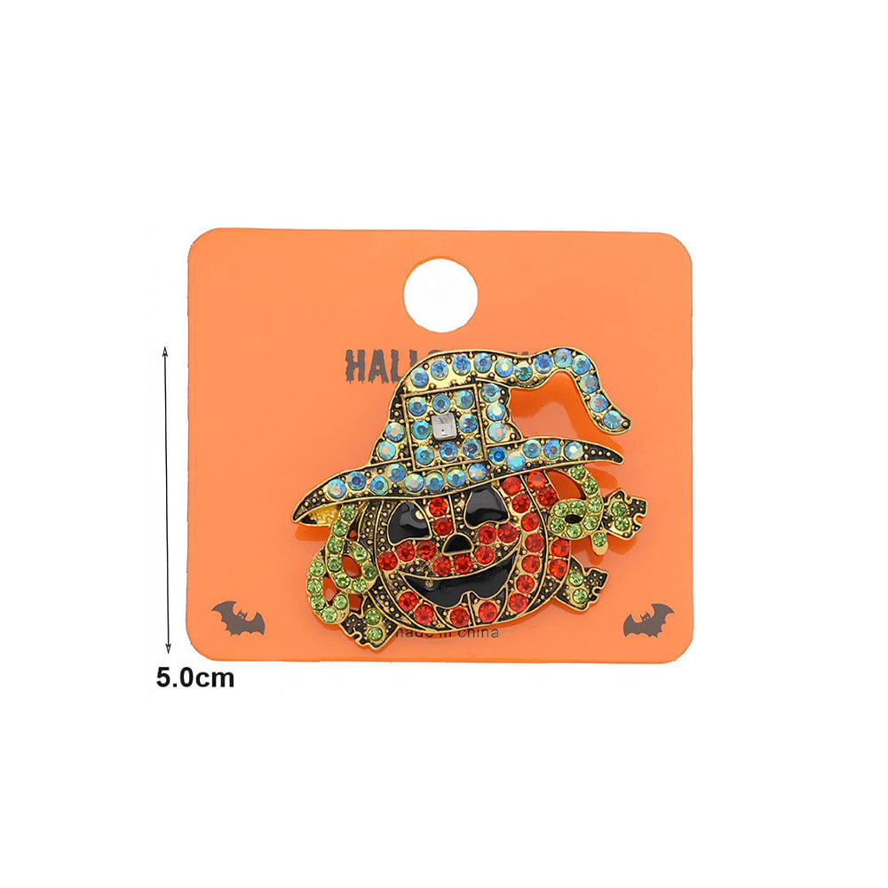 halloween 12PCS - Bling Studded Halloween Pumpkin Pin Brooches