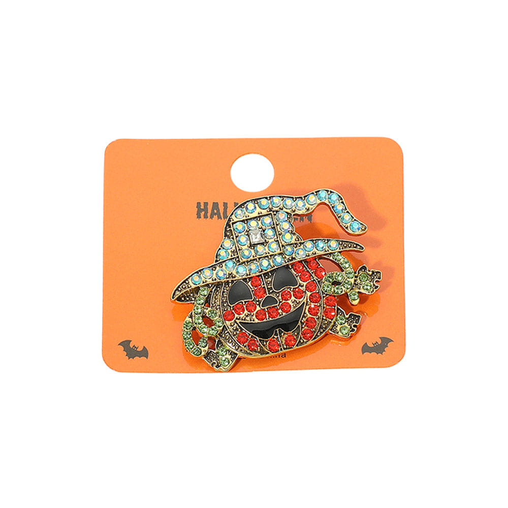 halloween 12PCS - Bling Studded Halloween Pumpkin Pin Brooches