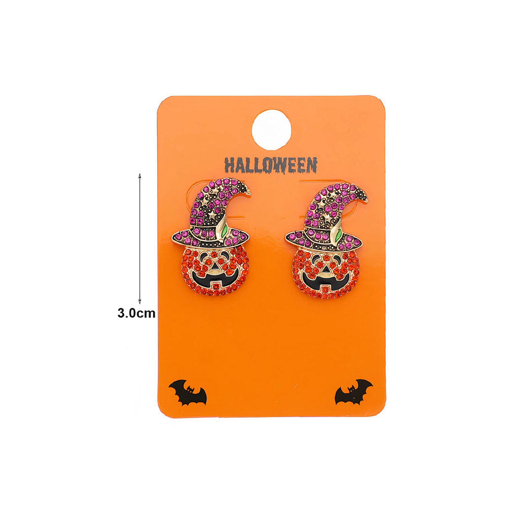 halloween 12Pairs - Bling Studded Halloween Pumpkin Earrings