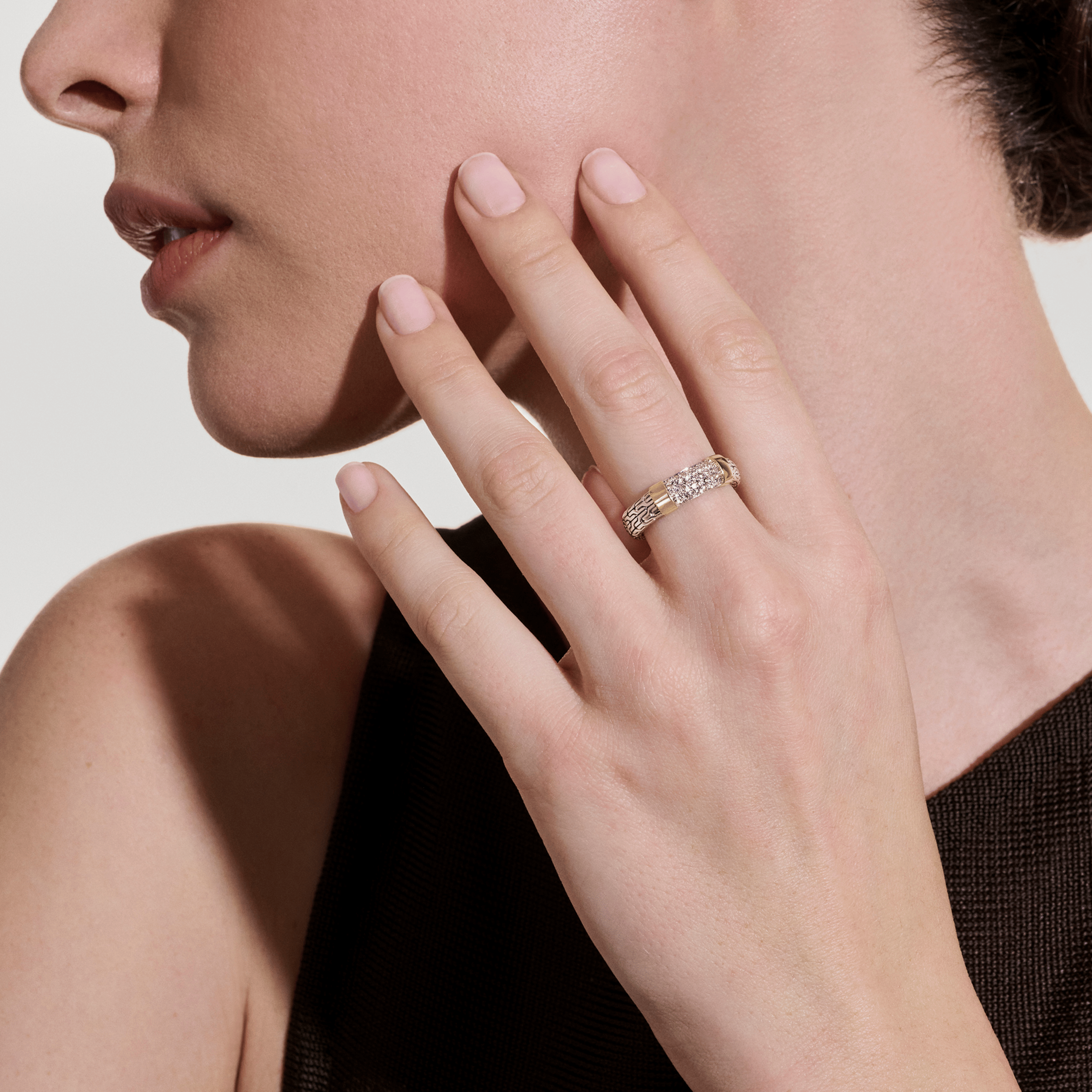 John Hardy Essentials Mixed Metals Pavé Diamond Band