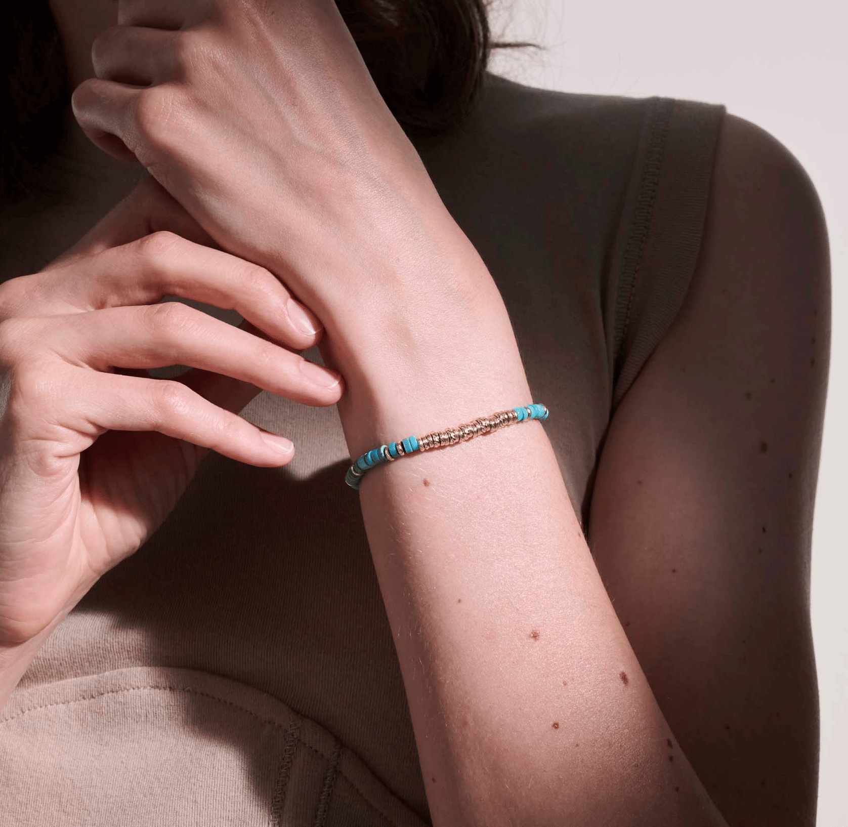 John Hardy Heishi 14K Yellow Gold Bracelet with Turquoise