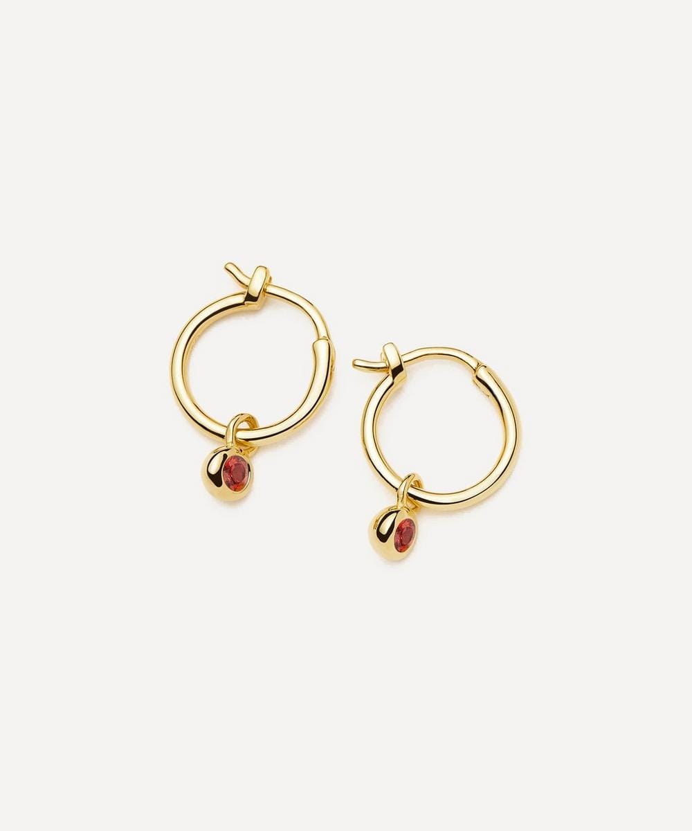 Missoma 18ct Gold - Plated Vermeil Silver January Birthstone Mini Charm Hoop Earrings