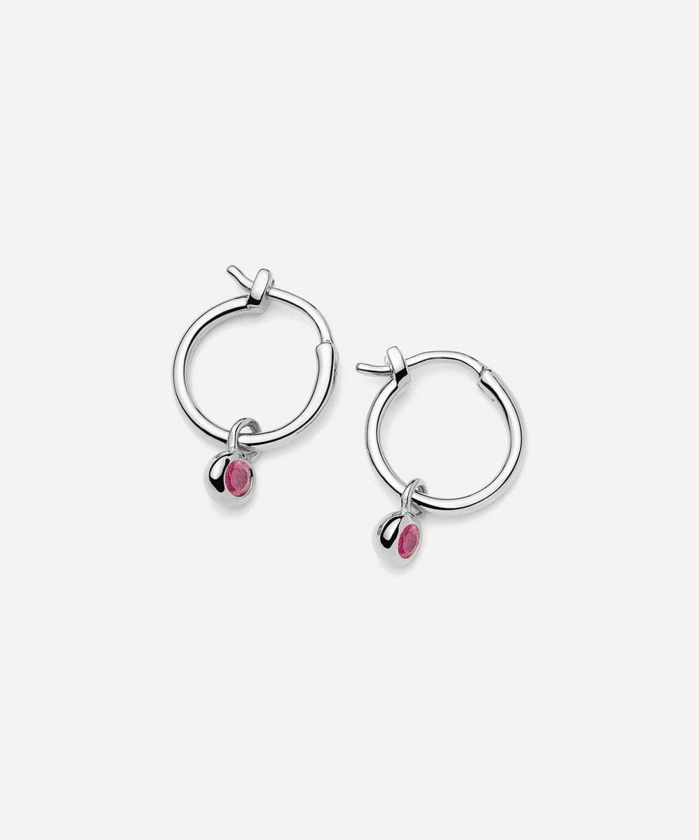 Missoma Sterling Silver October Birthstone Mini Charm Hoop Earrings