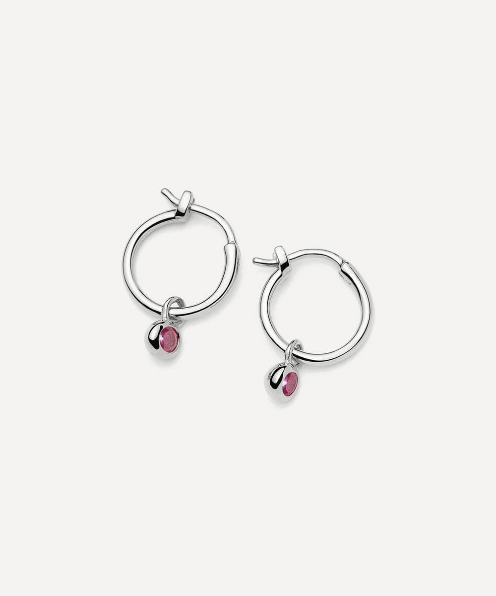 Missoma Sterling Silver February Birthstone Mini Charm Hoop Earrings