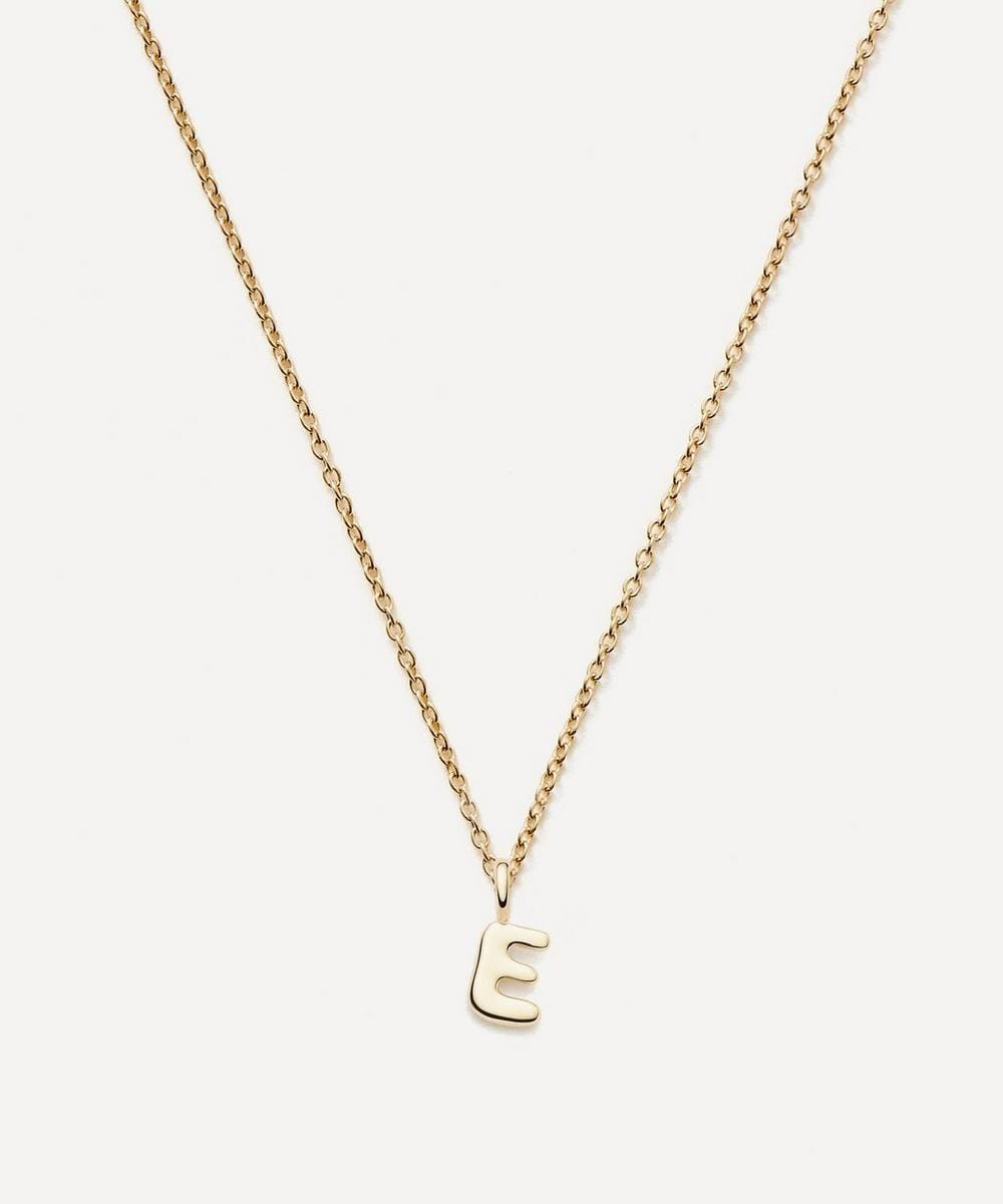 Missoma 14ct Gold Fine Initial Mini E Pendant Necklace