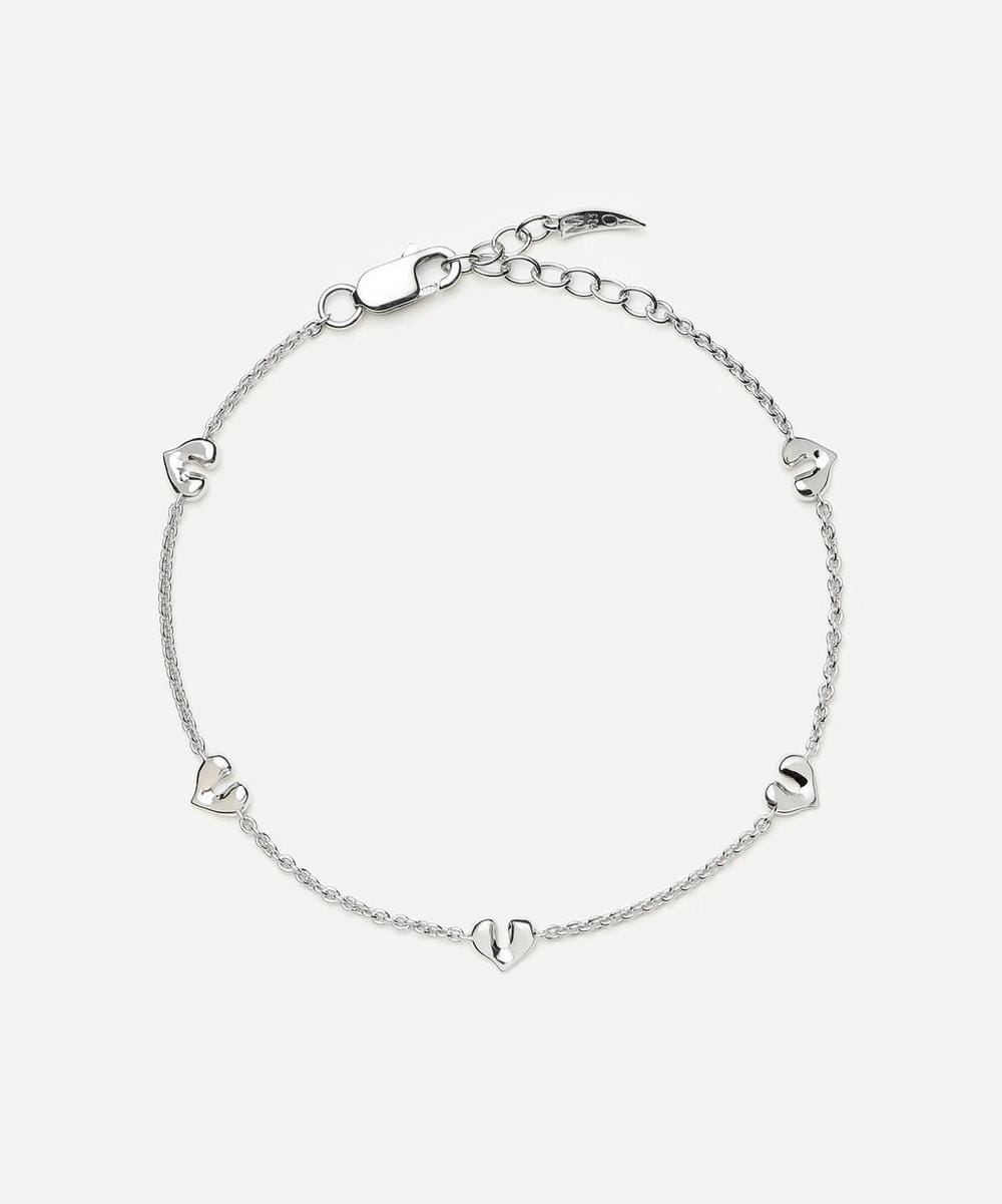Missoma Rhodium - Plated Molten Heart Mini Charm Bracelet