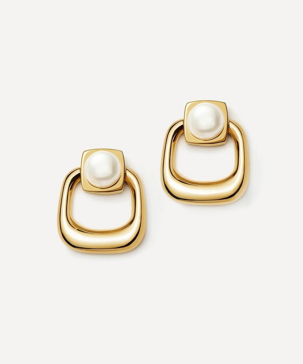Missoma 18ct Gold - Plated Button Pearl Statement Stud Earrings
