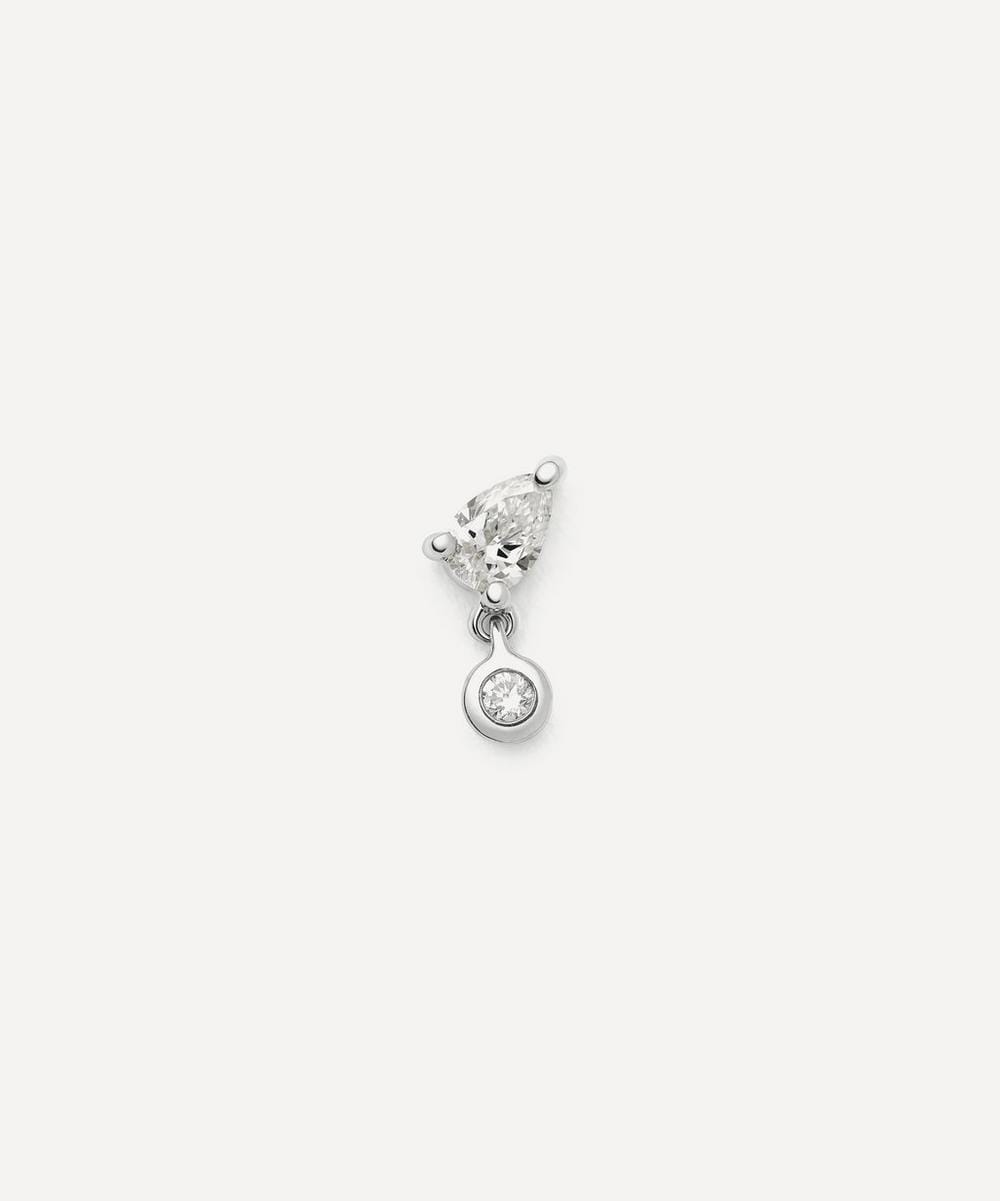 Missoma 14ct White Gold Pear - Shaped Diamond Flat Back Stud Earring
