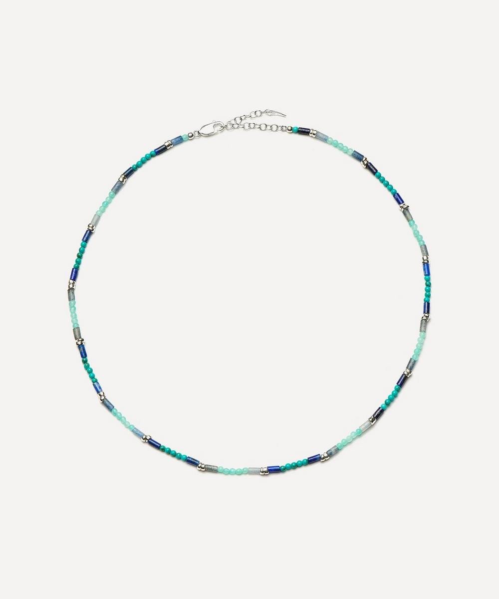 Missoma Silver - Plated Lagoon Blue Beaded Gemstone Choker Necklace