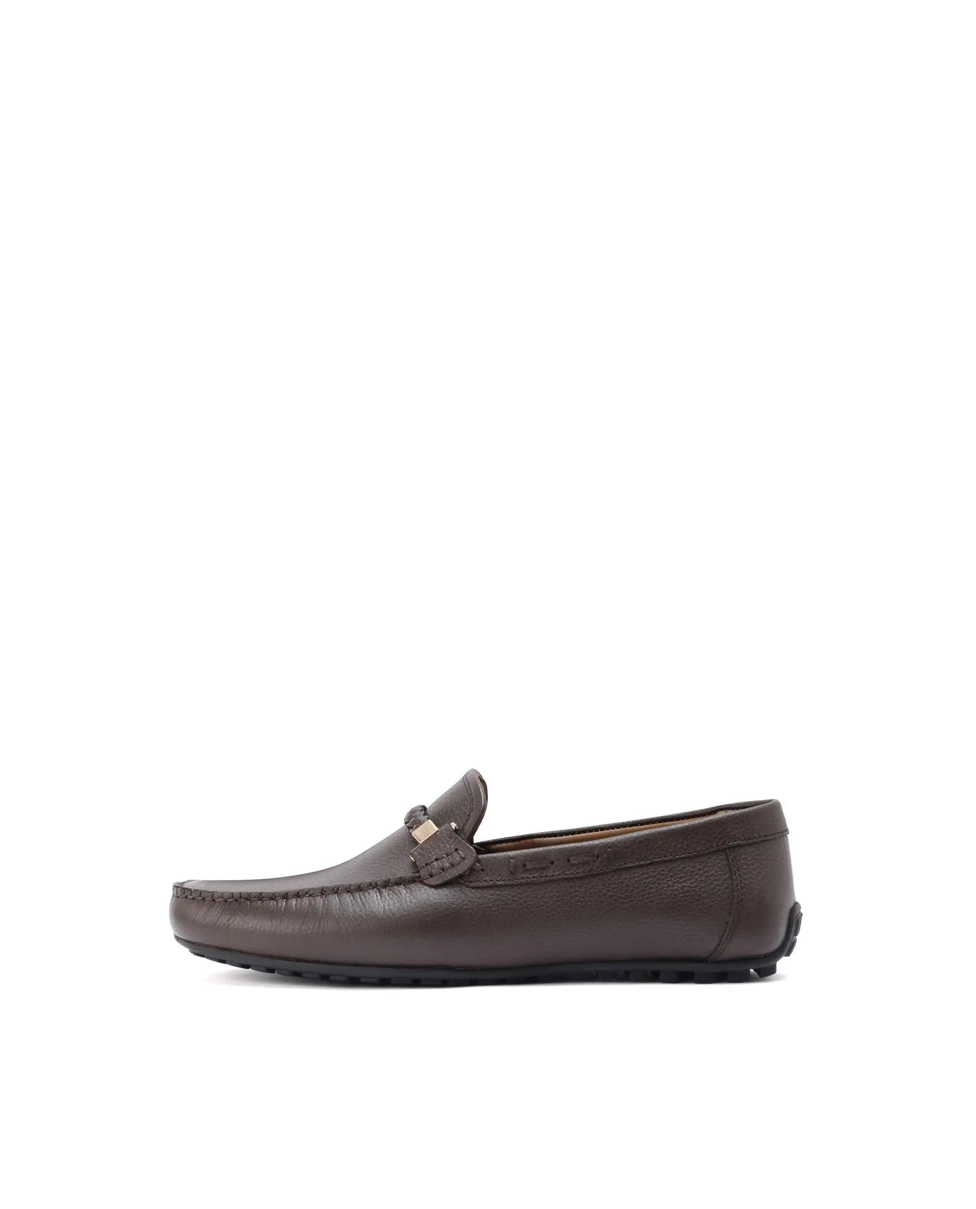 RAREZ Rare Rabbit Men's Grain Brown Slip - On Genuine Milled Leather Driving Moccasin