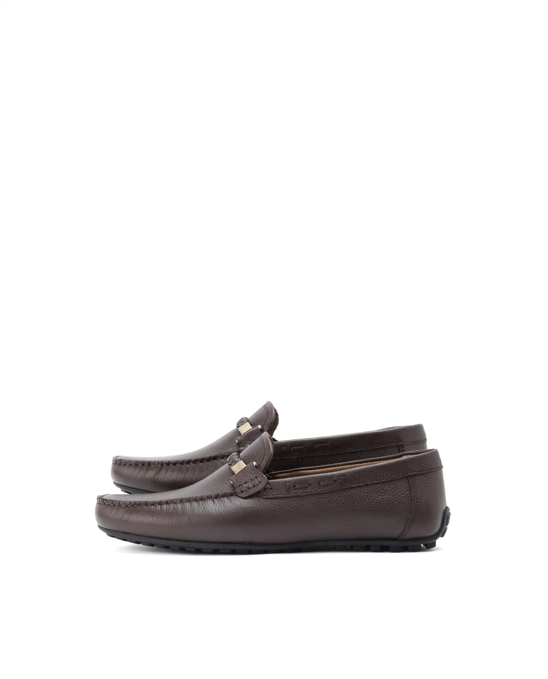 RAREZ Rare Rabbit Men's Grain Brown Slip - On Genuine Milled Leather Driving Moccasin