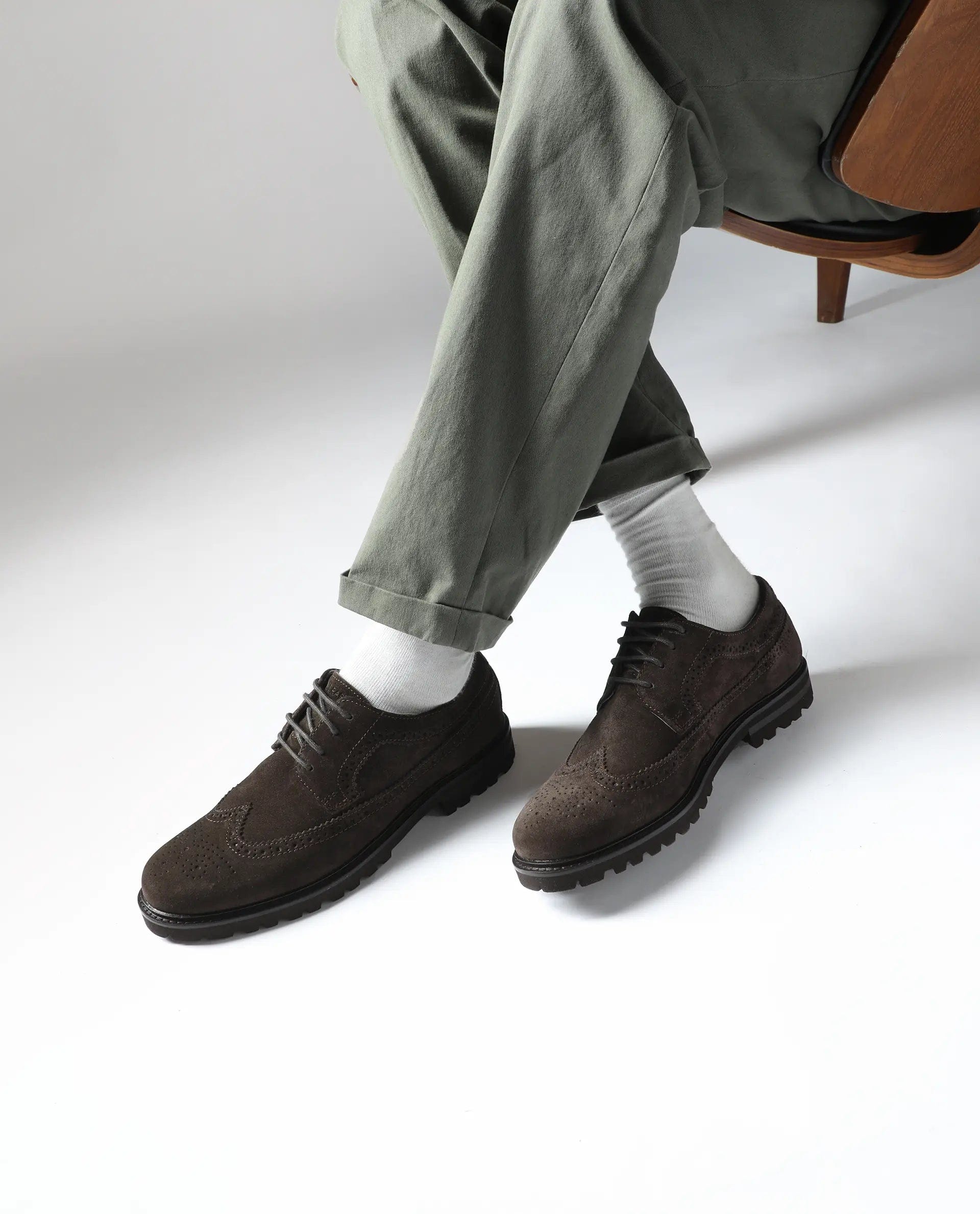 RAREZ Rare Rabbit Men Brix Coffee Suede Lace - Up Closure Shoes