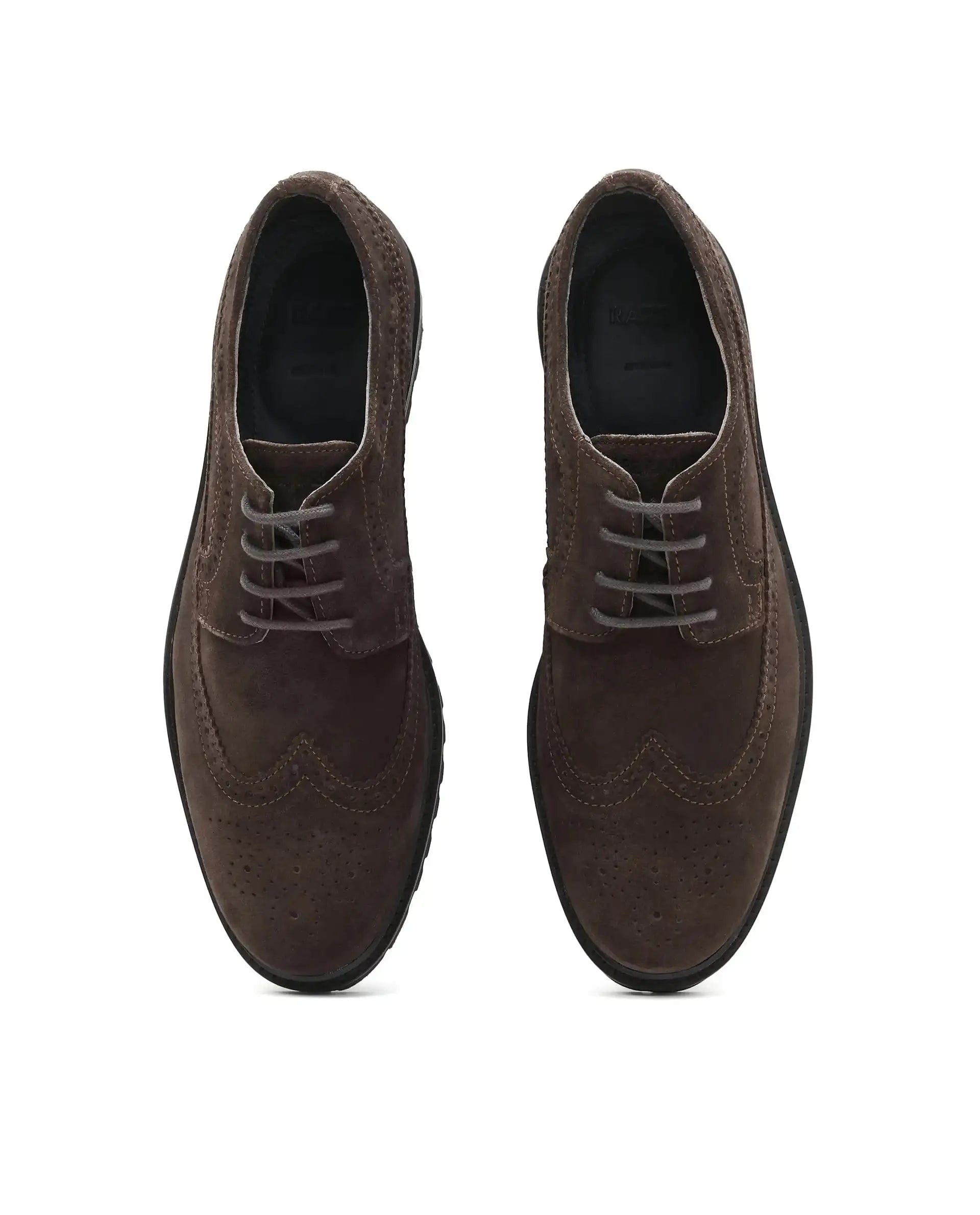 RAREZ Rare Rabbit Men Brix Coffee Suede Lace - Up Closure Shoes