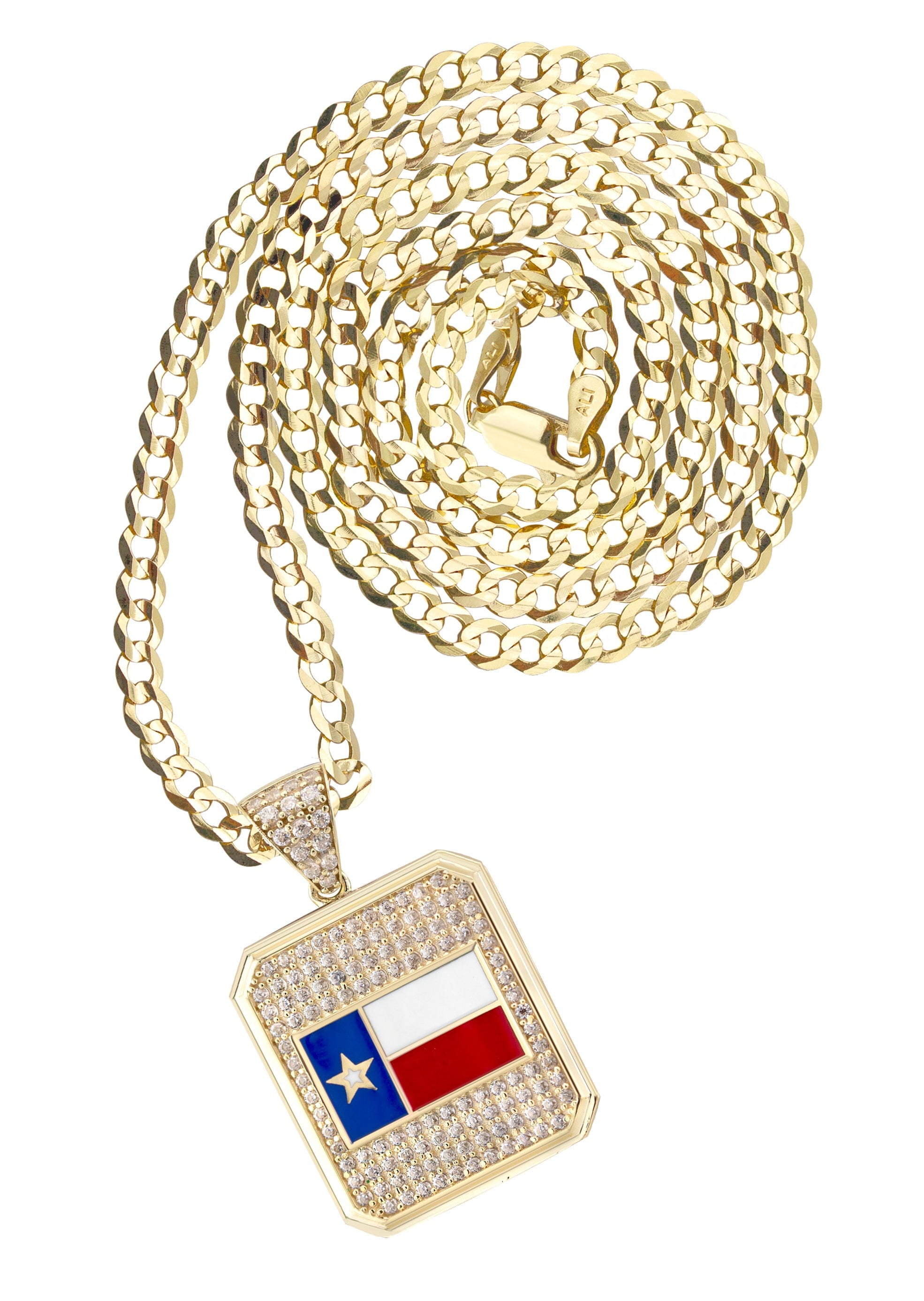 Manufacturer 1 10K Yellow Gold Flag of Texas Necklace | Appx. 5 - 12 Grams