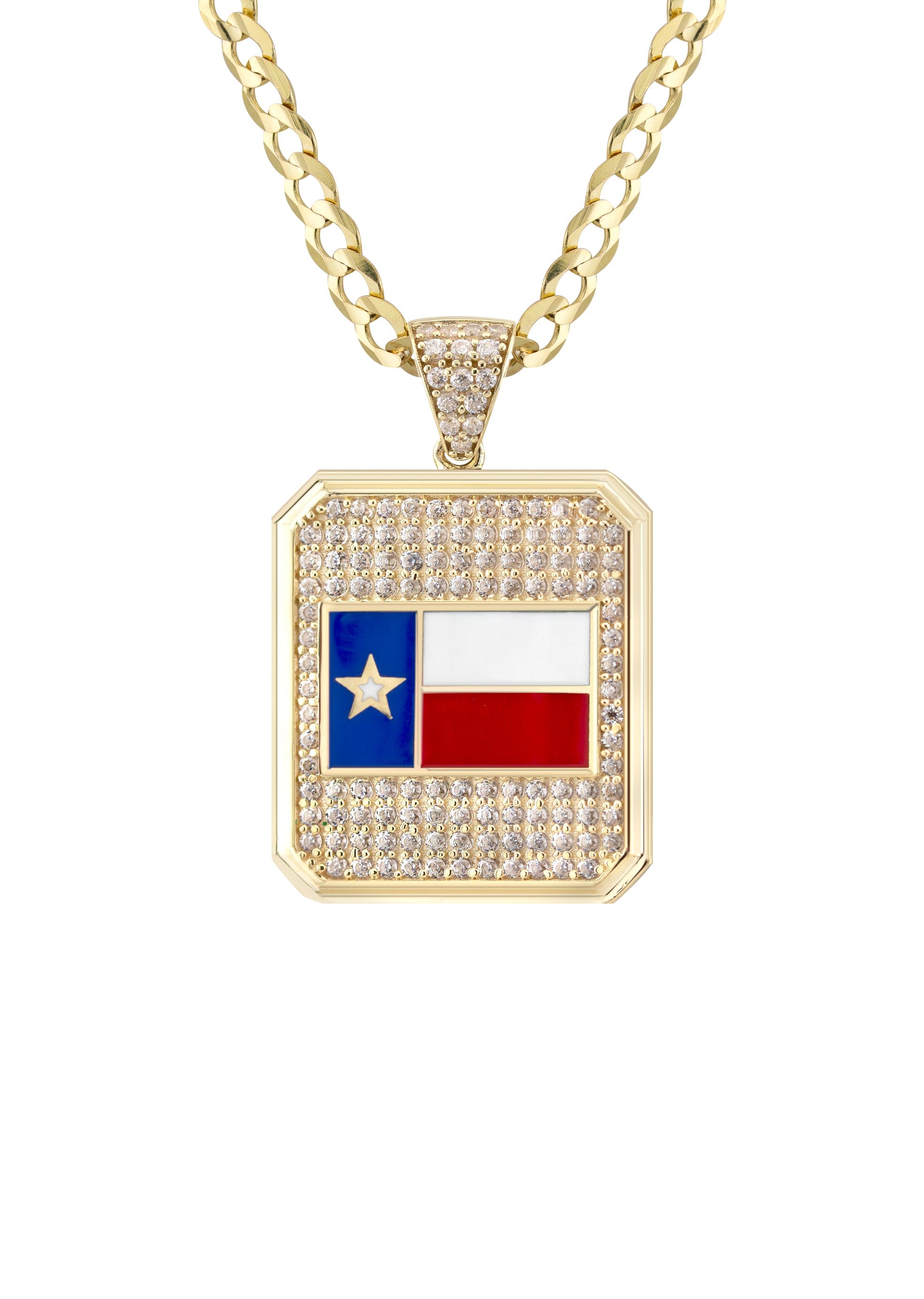 Manufacturer 1 10K Yellow Gold Flag of Texas Necklace | Appx. 5 - 12 Grams
