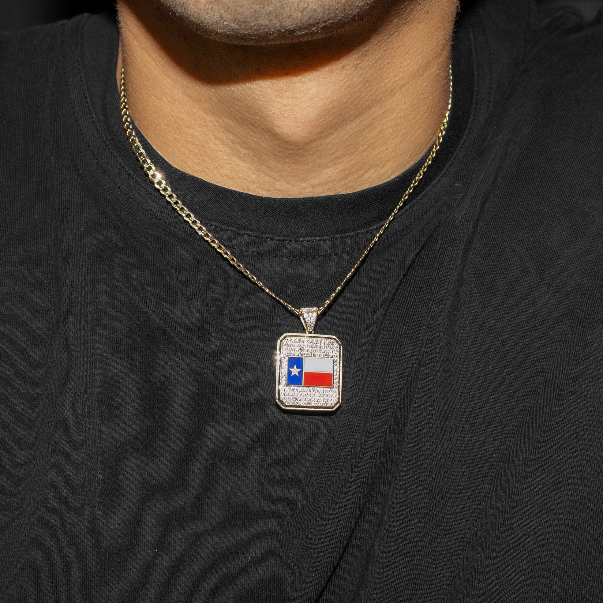 Manufacturer 1 10K Yellow Gold Flag of Texas Necklace | Appx. 5 - 12 Grams