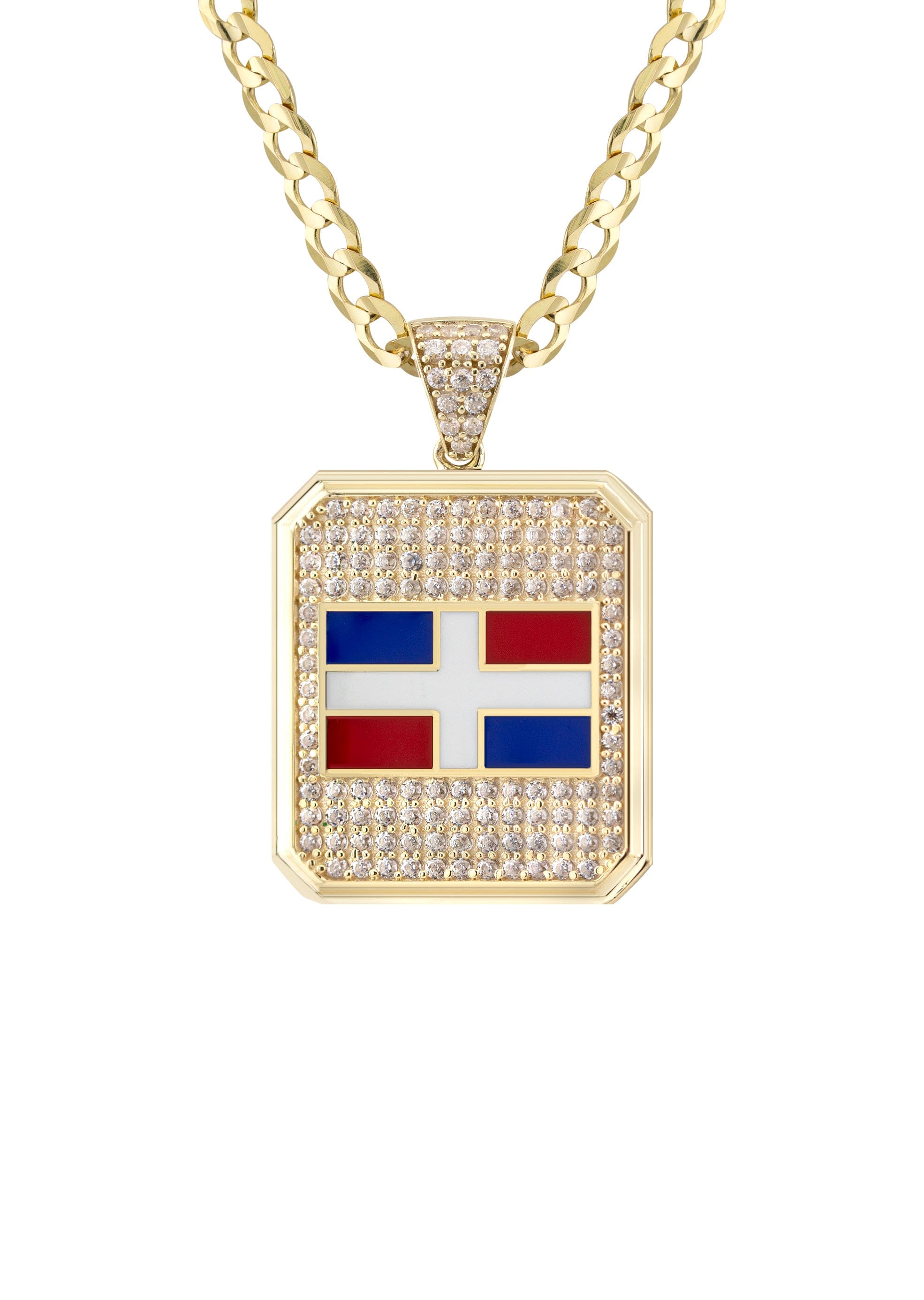 Manufacturer 1 10K Yellow Gold Flag of the Dominican Republic Necklace | Appx. 5 - 12 Grams