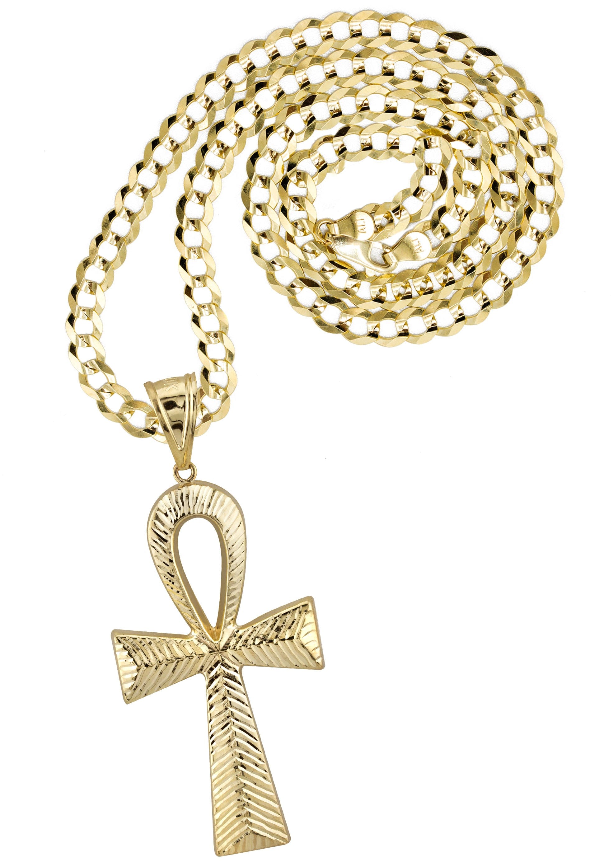 Manufacturer 1 10K Yellow Gold Ankh Necklace | Small 7 Grams - Large 13 Grams