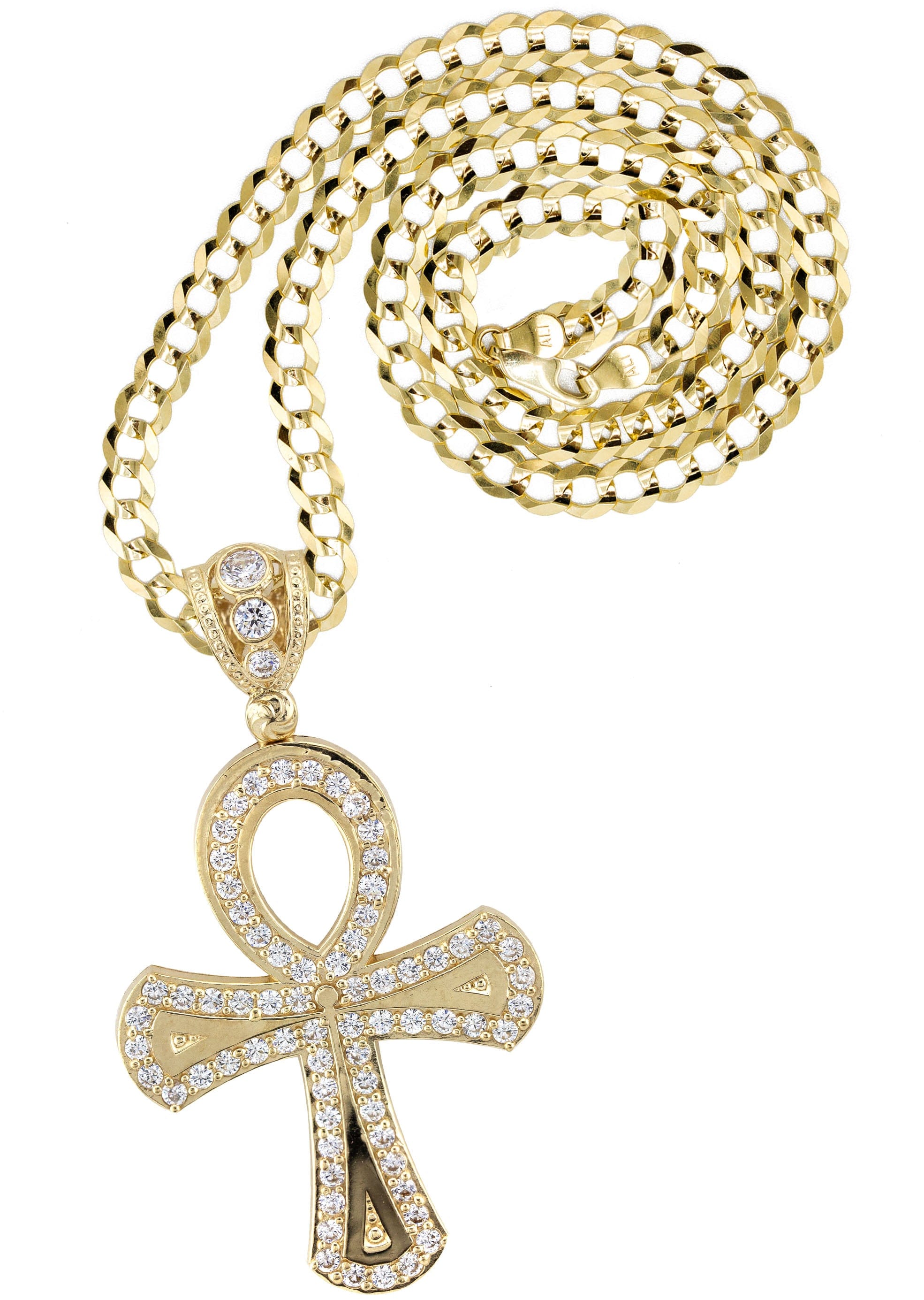 Manufacturer 1 10K Yellow Gold Ankh Necklace | Small 10 Grams - Large 19 Grams