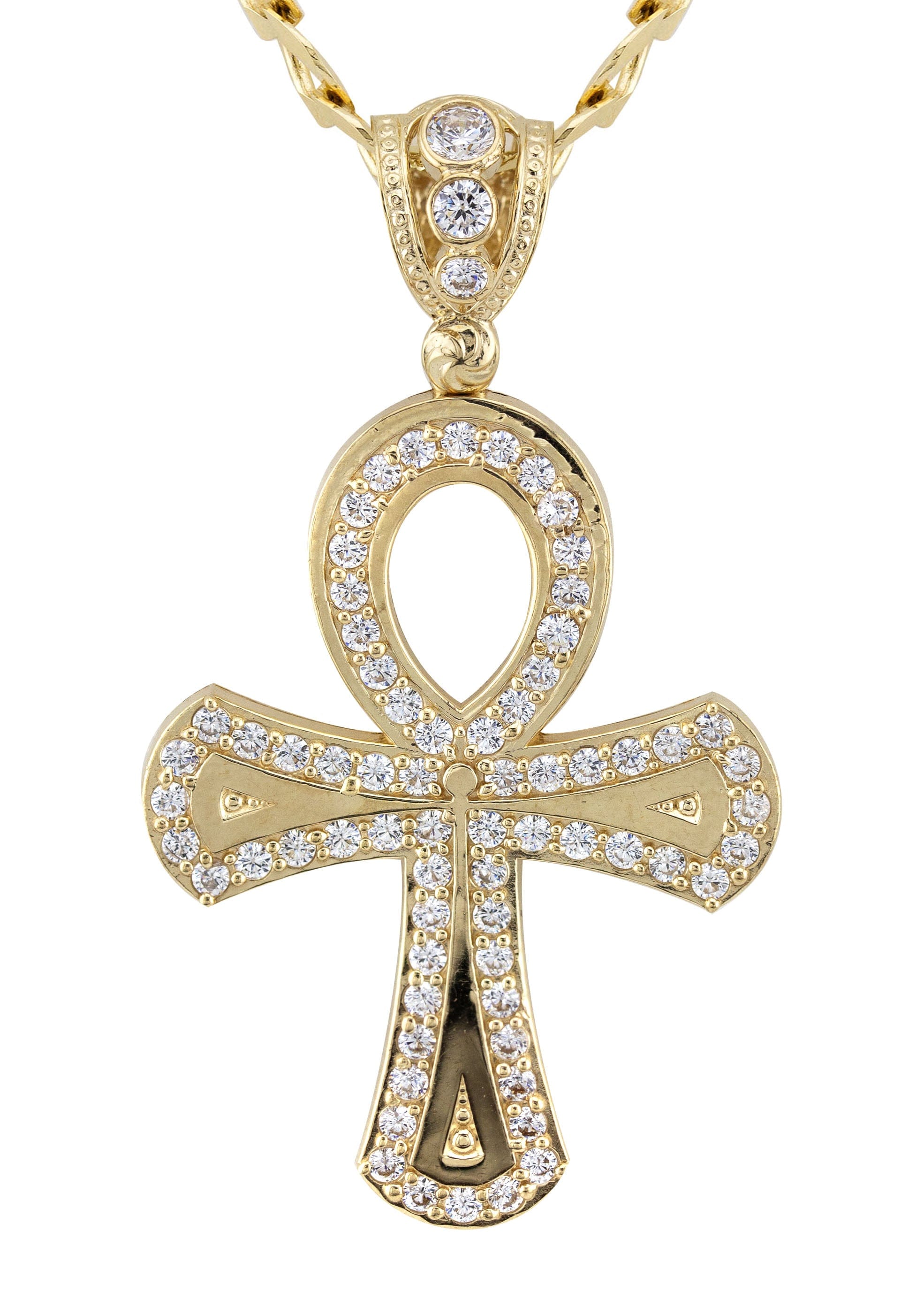 Manufacturer 1 10K Yellow Gold Ankh Necklace | Small 10 Grams - Large 19 Grams