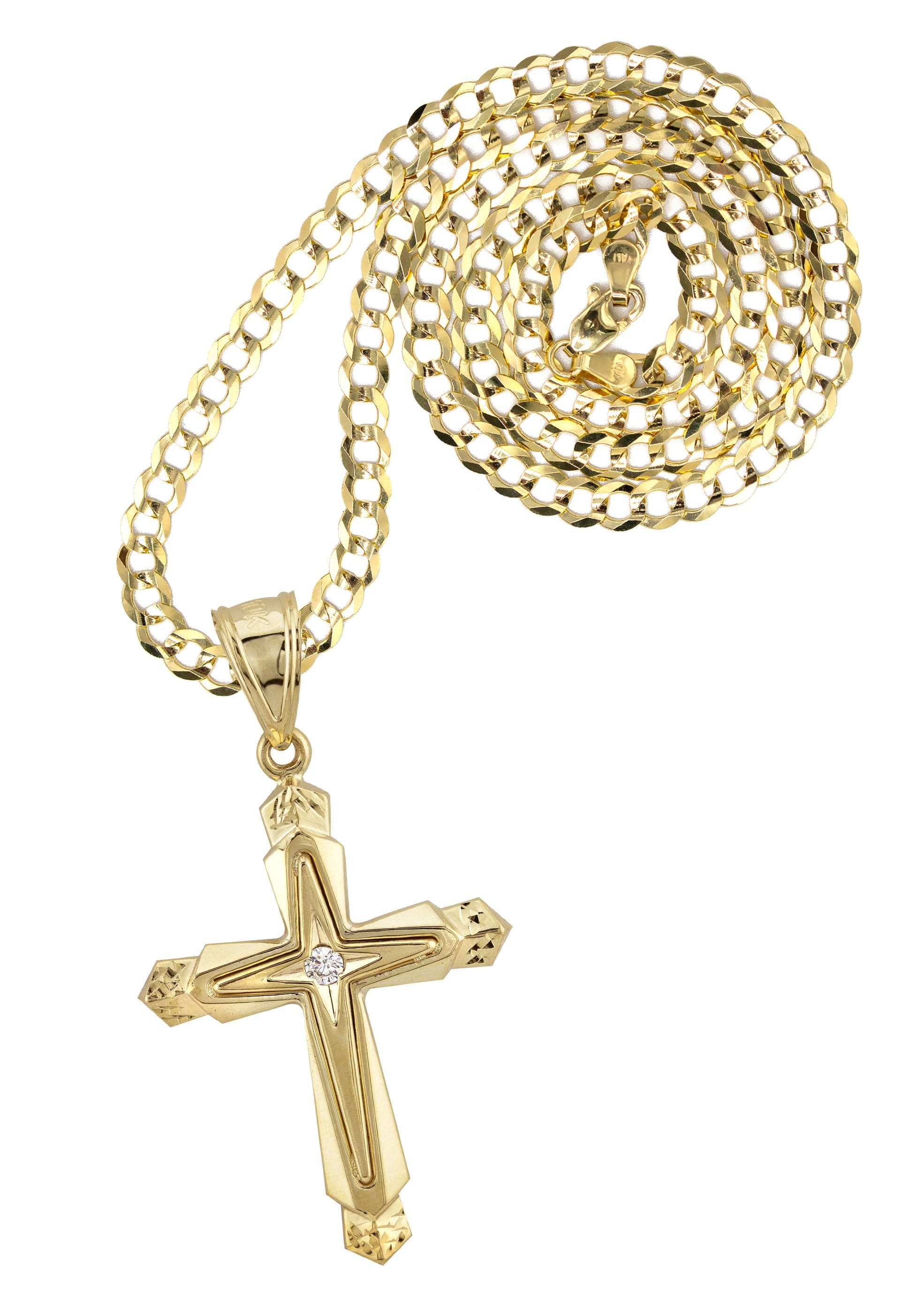 Manufacturer 1 10K Yellow Gold Cross Necklace | Small 5 Grams - Large 11 Grams