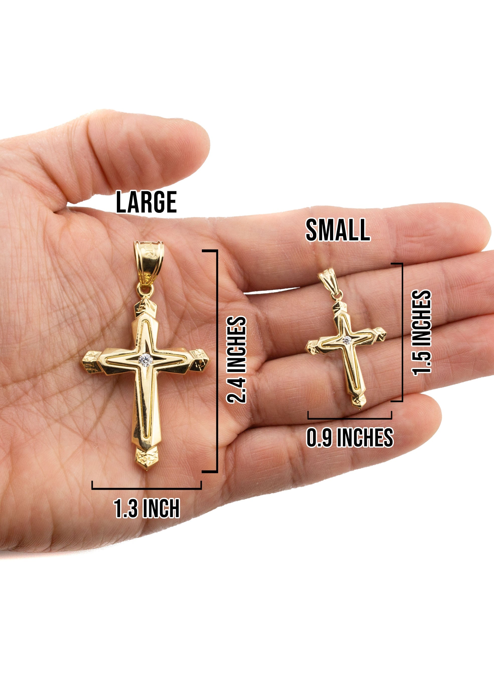 Manufacturer 1 10K Yellow Gold Cross Necklace | Small 5 Grams - Large 11 Grams