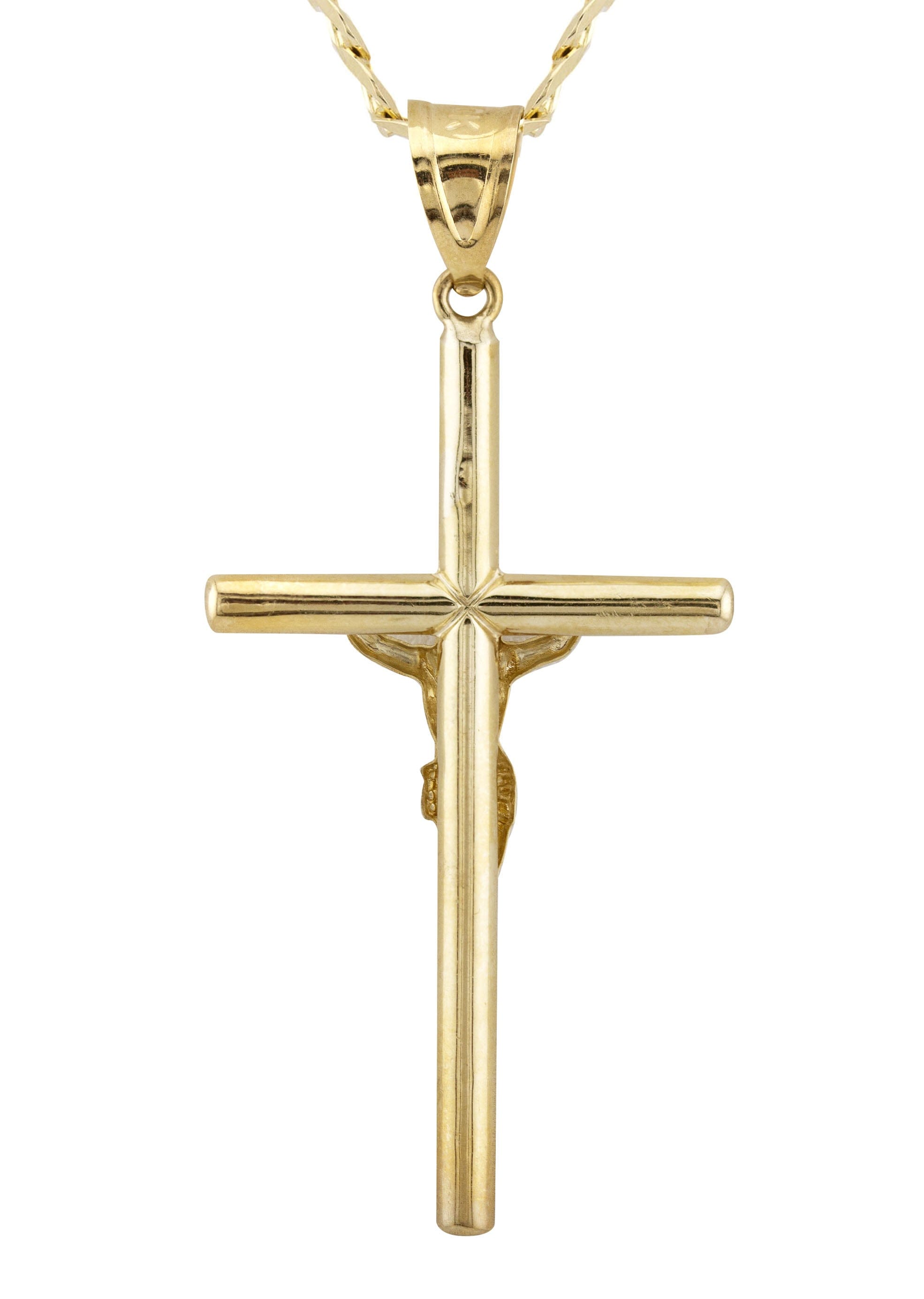 Manufacturer 1 10K Yellow Gold Cross Necklace | Small 4 Grams - Large 8 Grams