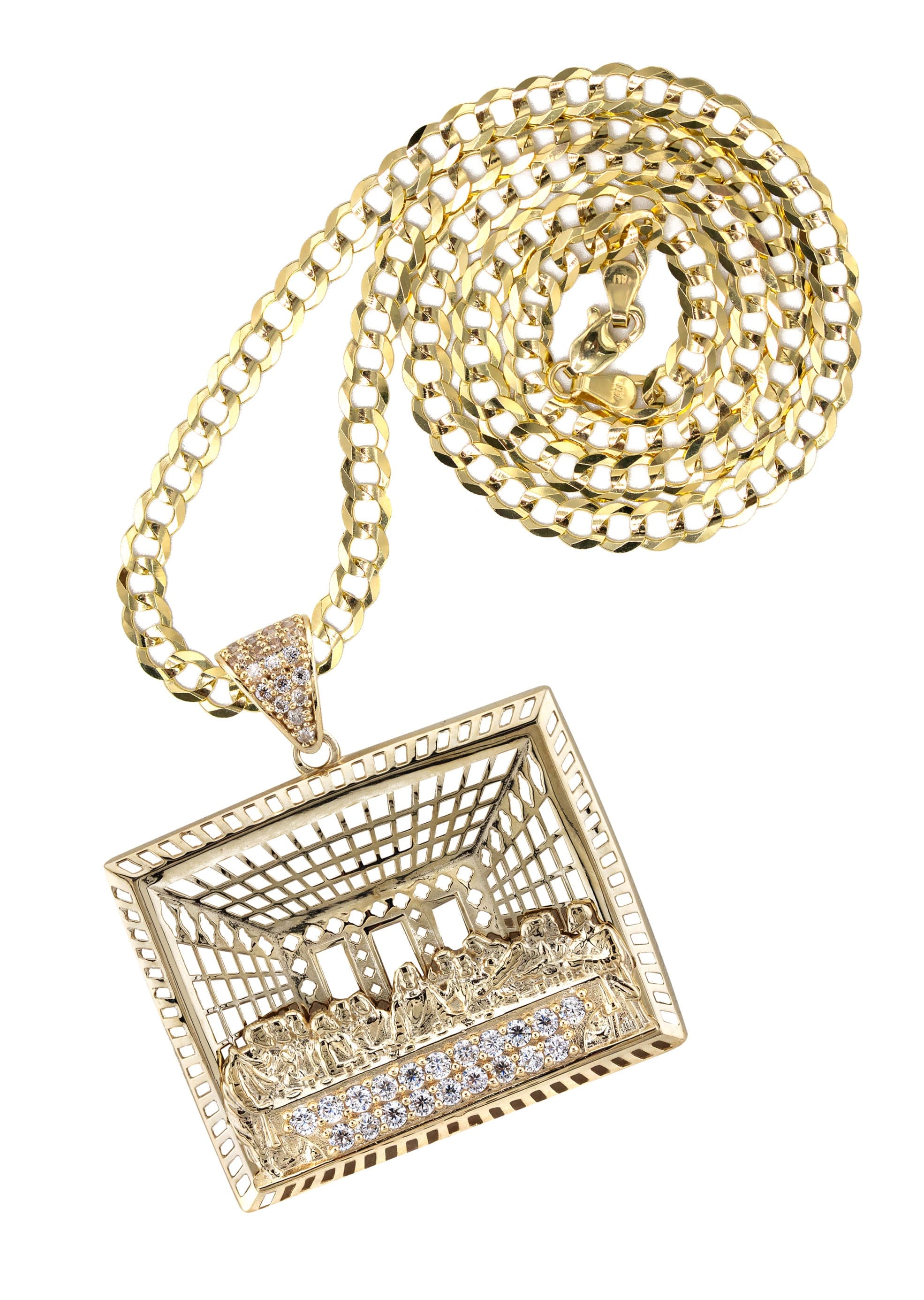 Manufacturer 1 10K Yellow Gold Last Supper Necklace | Small 9 Grams - Large 15 Grams
