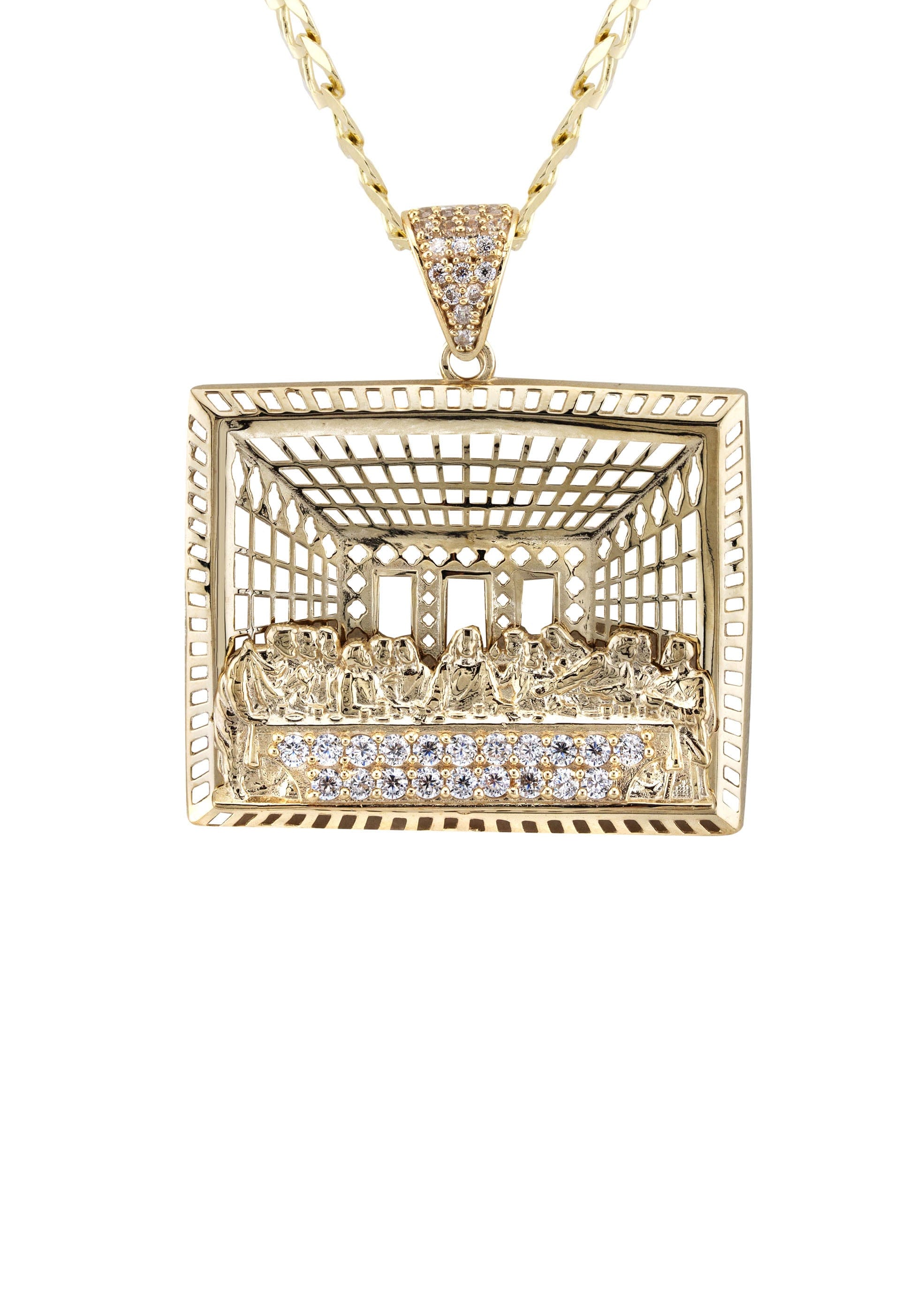 Manufacturer 1 10K Yellow Gold Last Supper Necklace | Small 9 Grams - Large 15 Grams