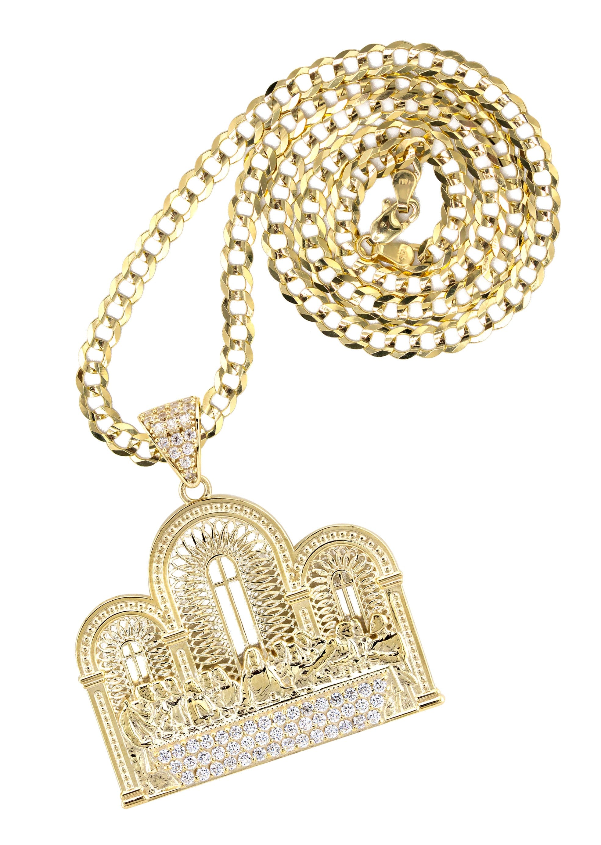 Manufacturer 1 10K Yellow Gold Last Supper Necklace | Small 8 Grams - Large 16 Grams