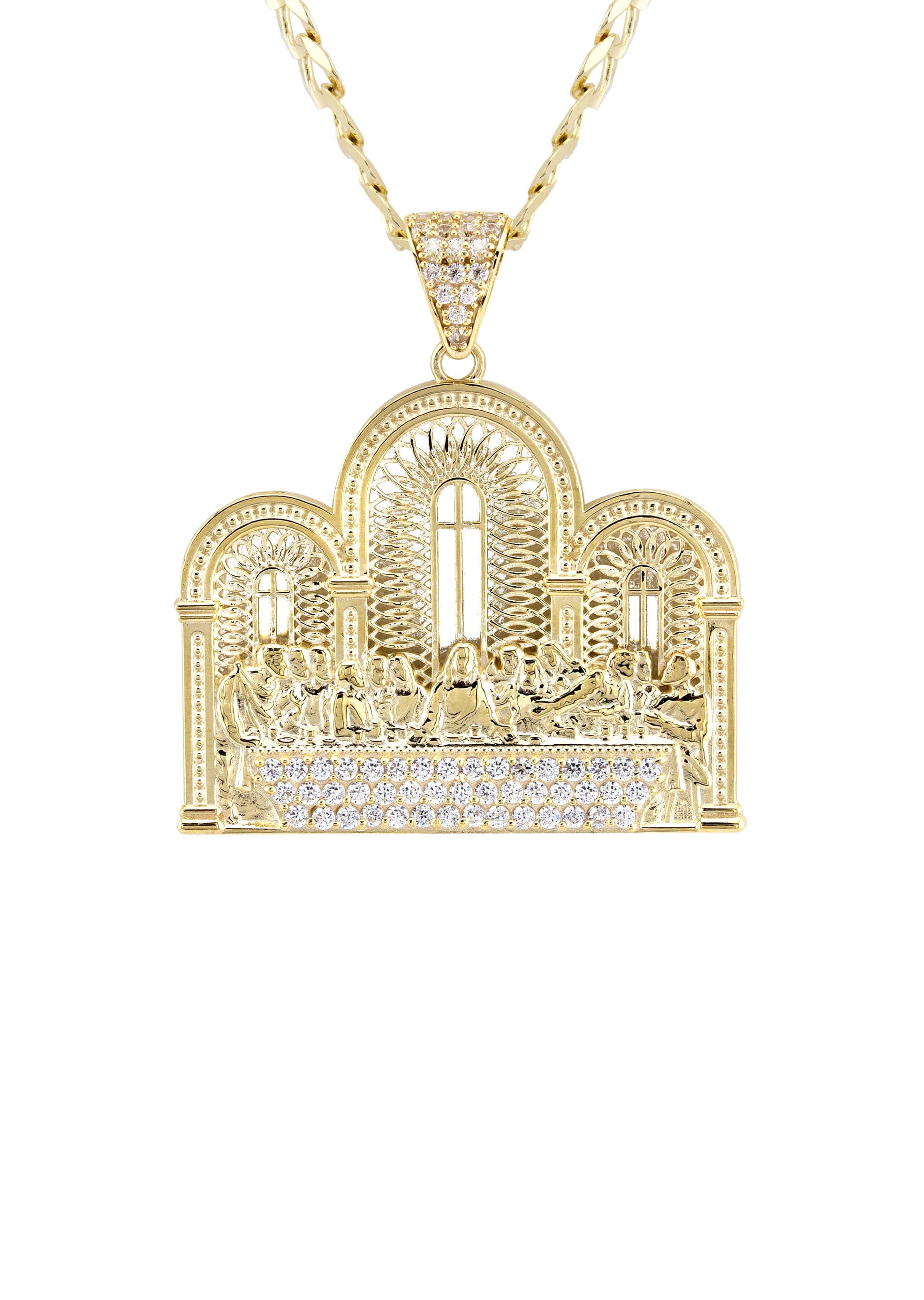 Manufacturer 1 10K Yellow Gold Last Supper Necklace | Small 8 Grams - Large 16 Grams