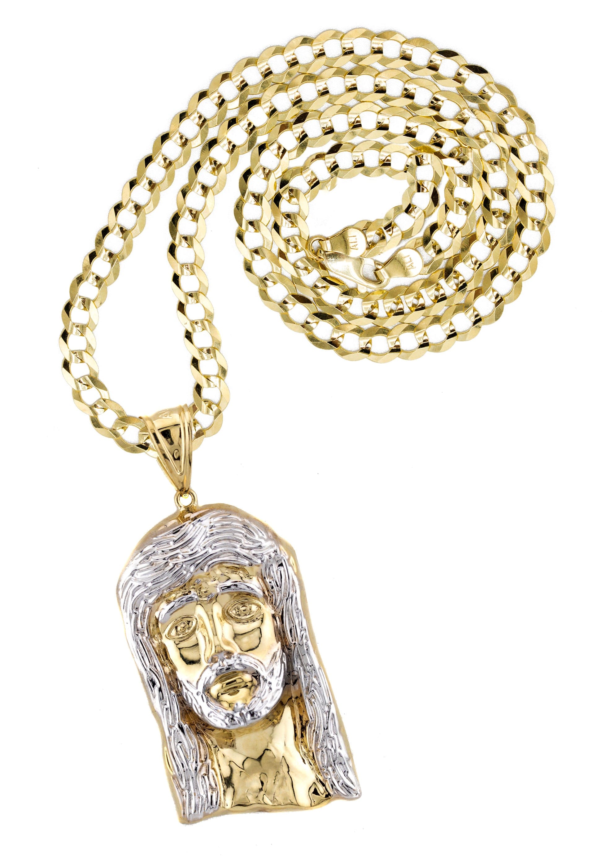 Manufacturer 1 10K Yellow Gold Jesus Head Necklace | Small 5 Grams - Large 18 Grams