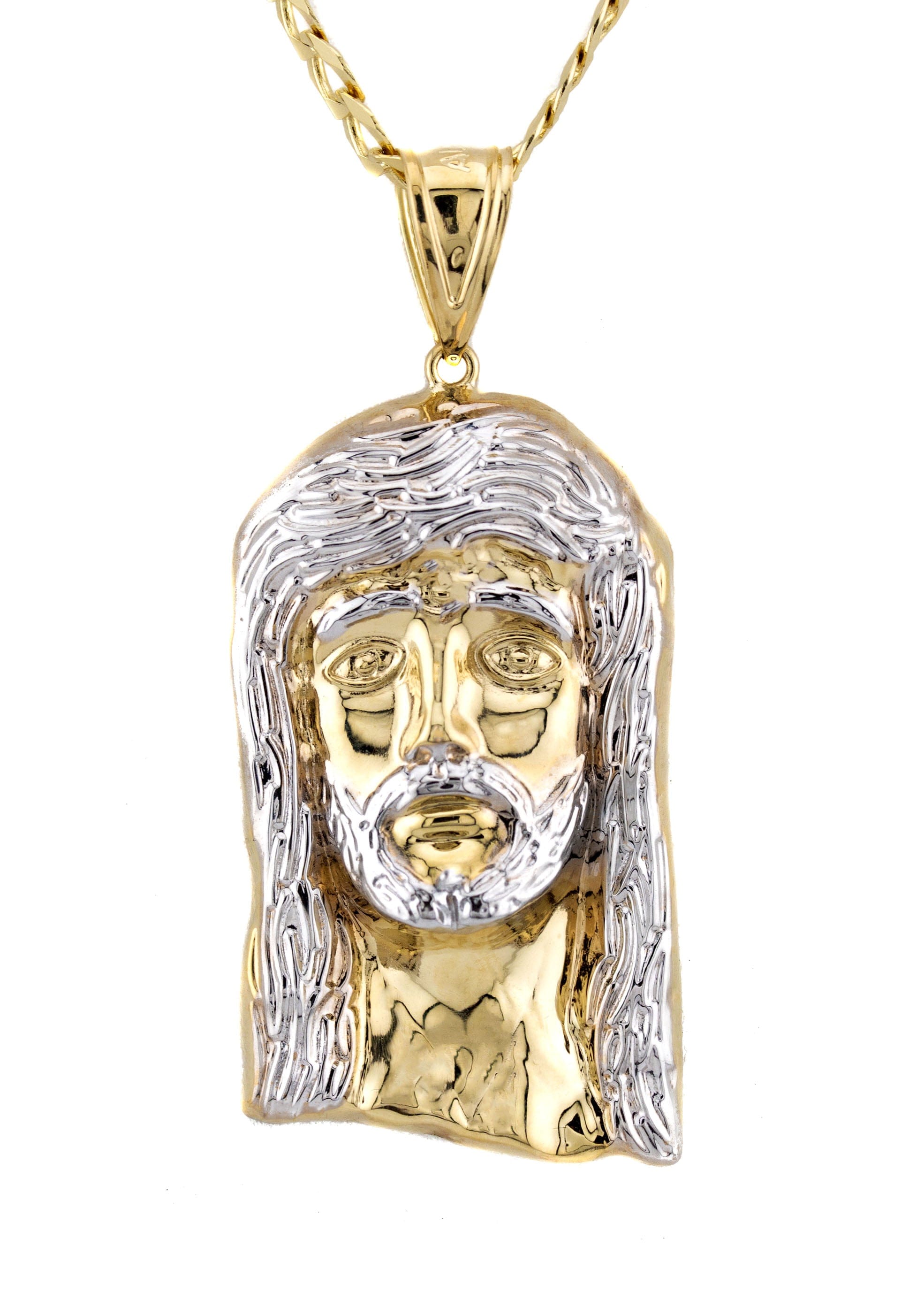 Manufacturer 1 10K Yellow Gold Jesus Head Necklace | Small 5 Grams - Large 18 Grams