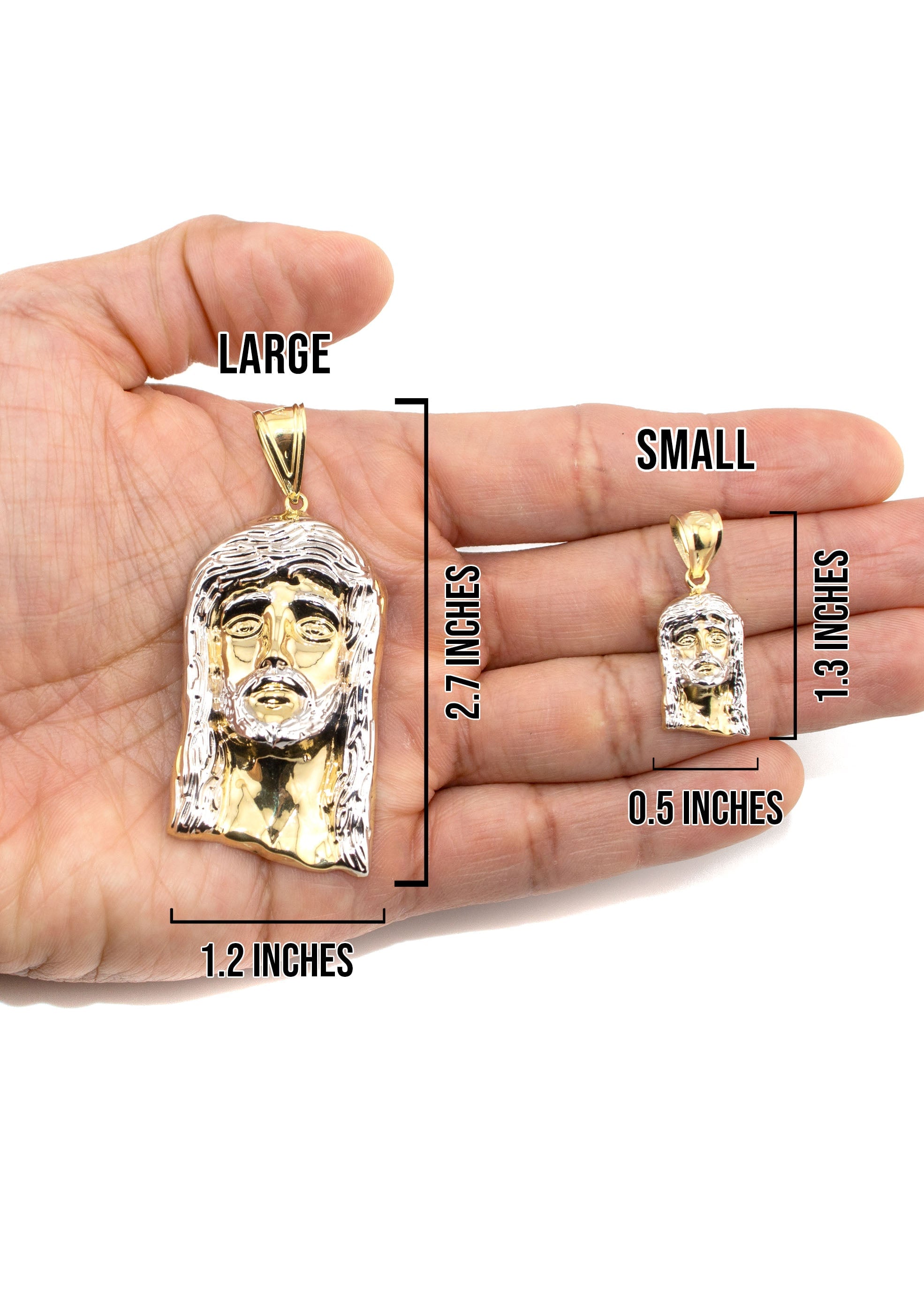 Manufacturer 1 10K Yellow Gold Jesus Head Necklace | Small 5 Grams - Large 18 Grams