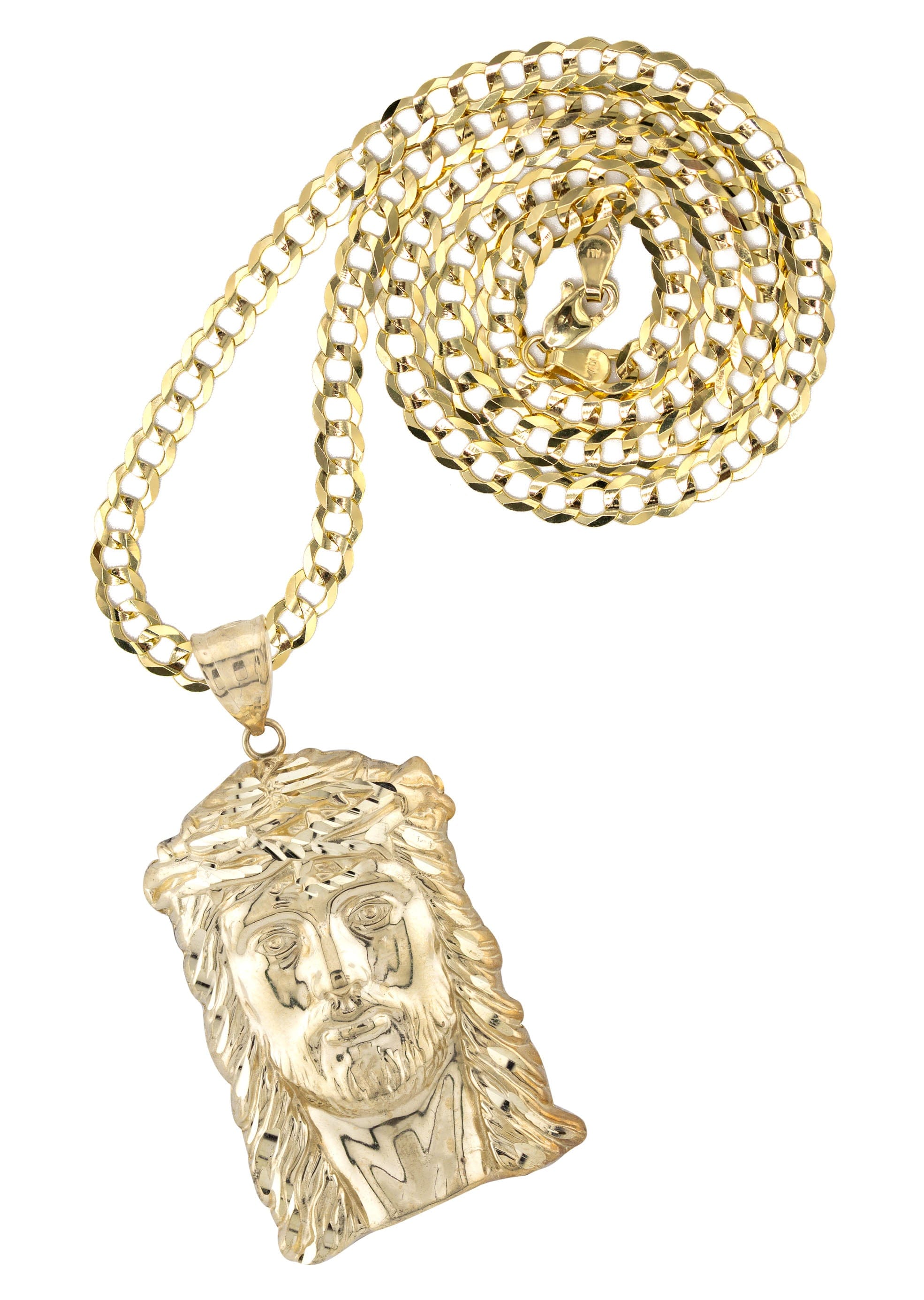 Manufacturer 1 10K Yellow Gold Jesus Head Necklace | Small 5 Grams - Large 17 Grams