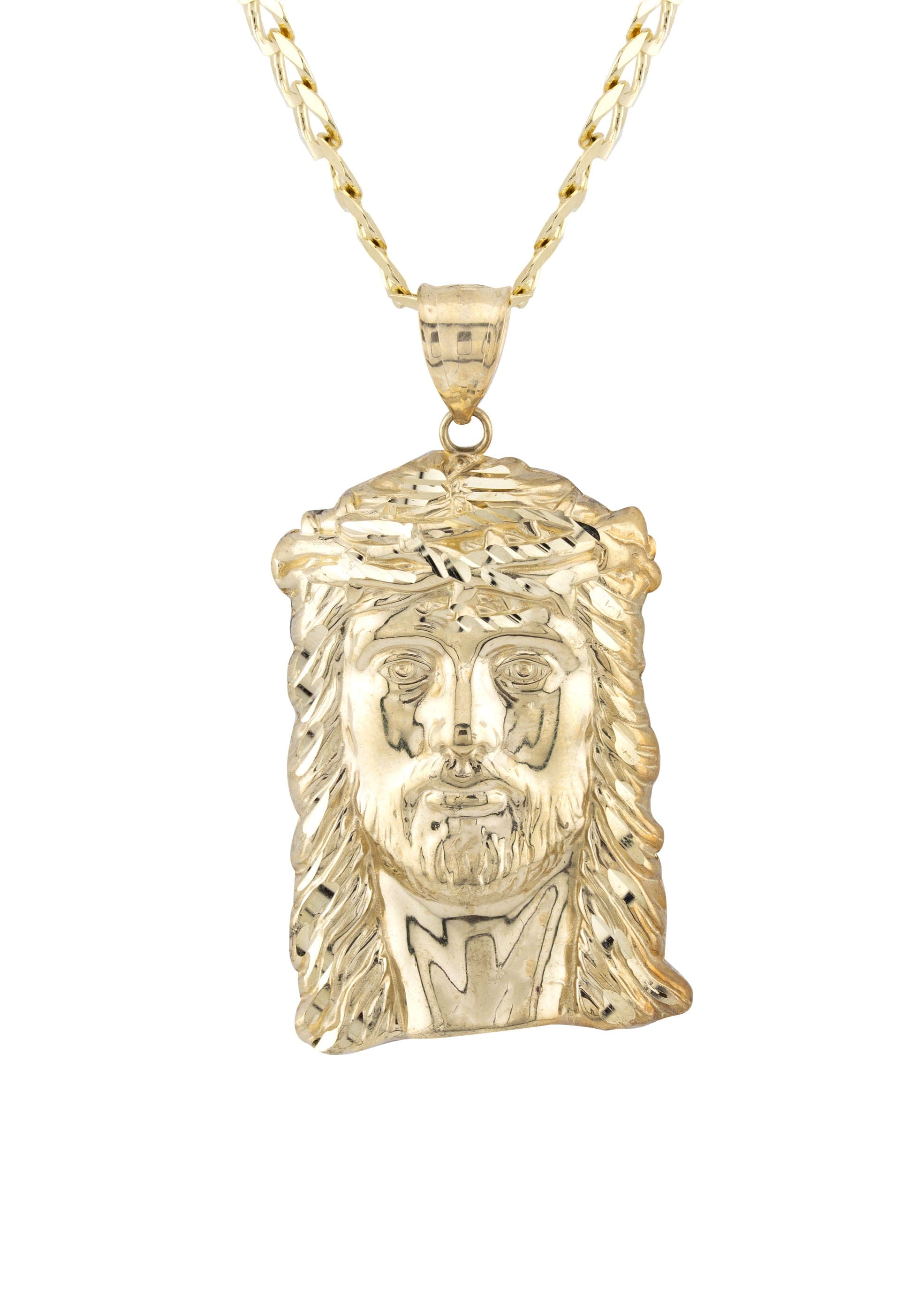 Manufacturer 1 10K Yellow Gold Jesus Head Necklace | Small 5 Grams - Large 17 Grams