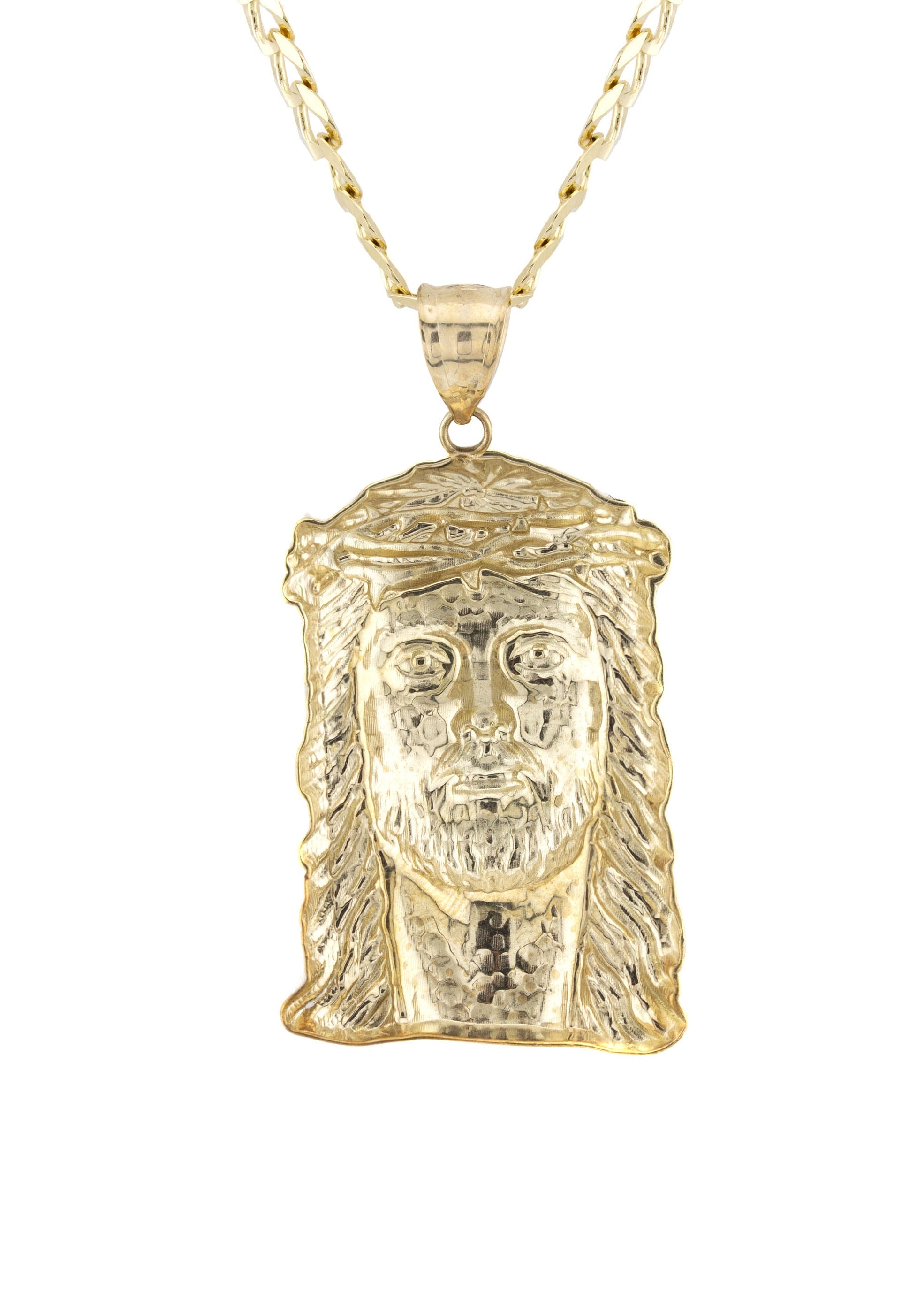 Manufacturer 1 10K Yellow Gold Jesus Head Necklace | Small 5 Grams - Large 17 Grams