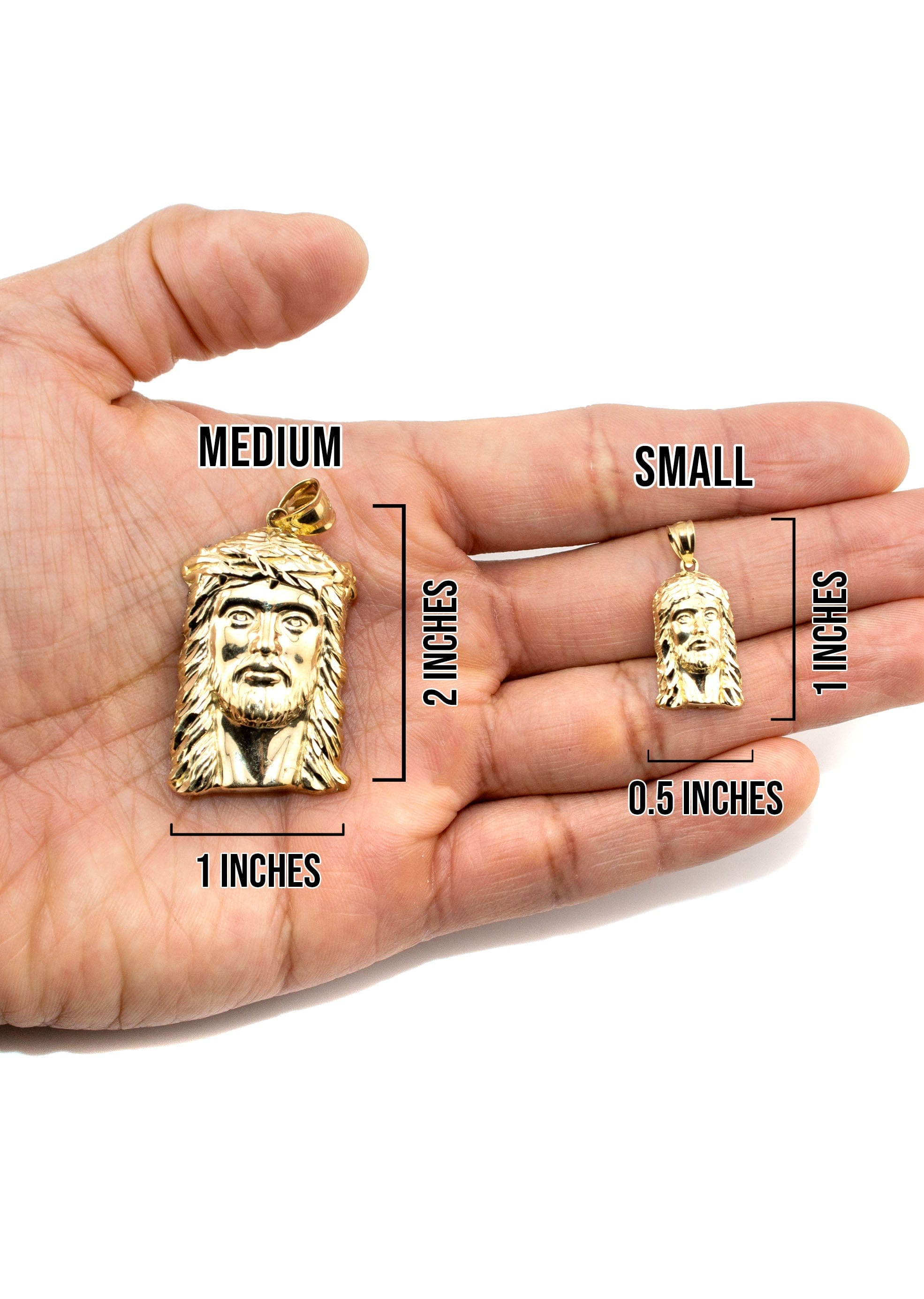 Manufacturer 1 10K Yellow Gold Jesus Head Necklace | Small 5 Grams - Large 17 Grams