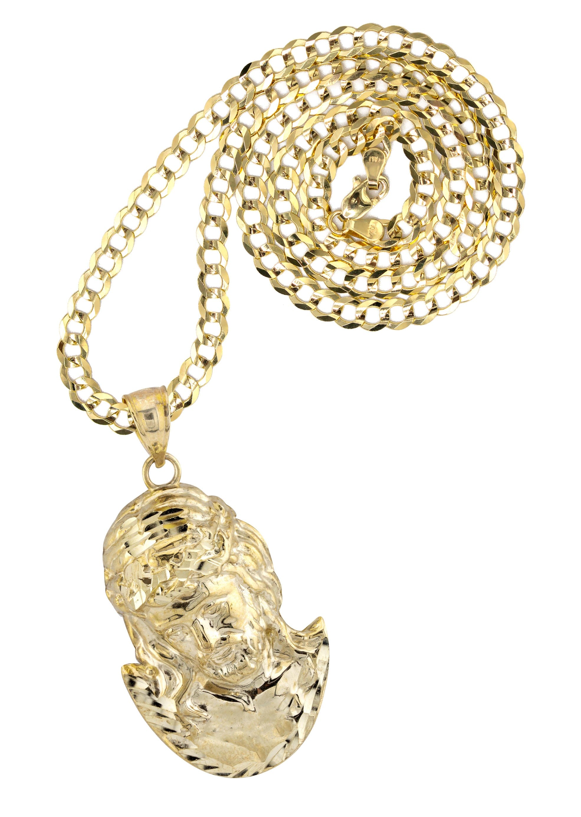 Manufacturer 1 10K Yellow Gold Jesus Head Necklace | Small 6 Grams - Large 11 Grams