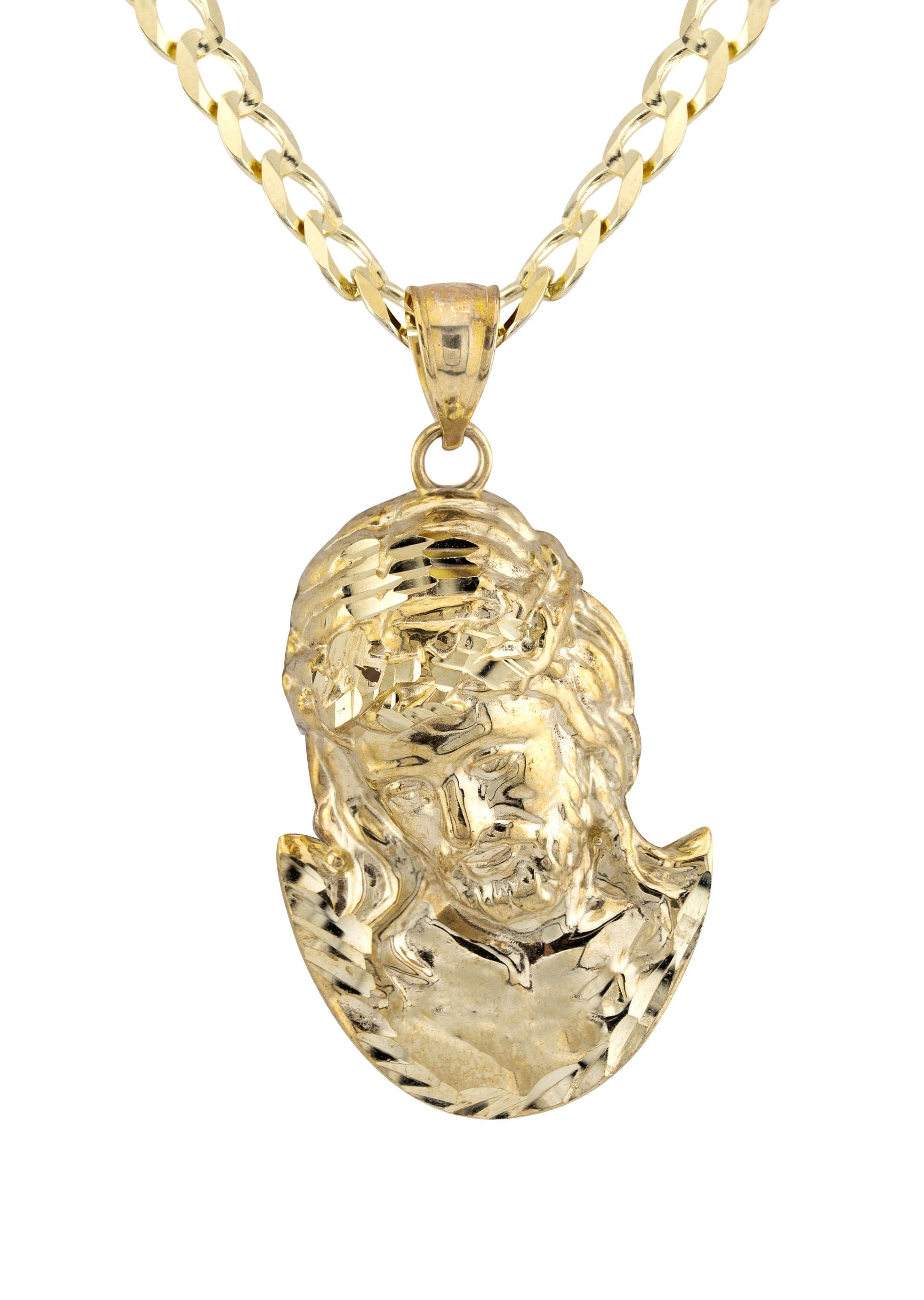 Manufacturer 1 10K Yellow Gold Jesus Head Necklace | Small 6 Grams - Large 11 Grams