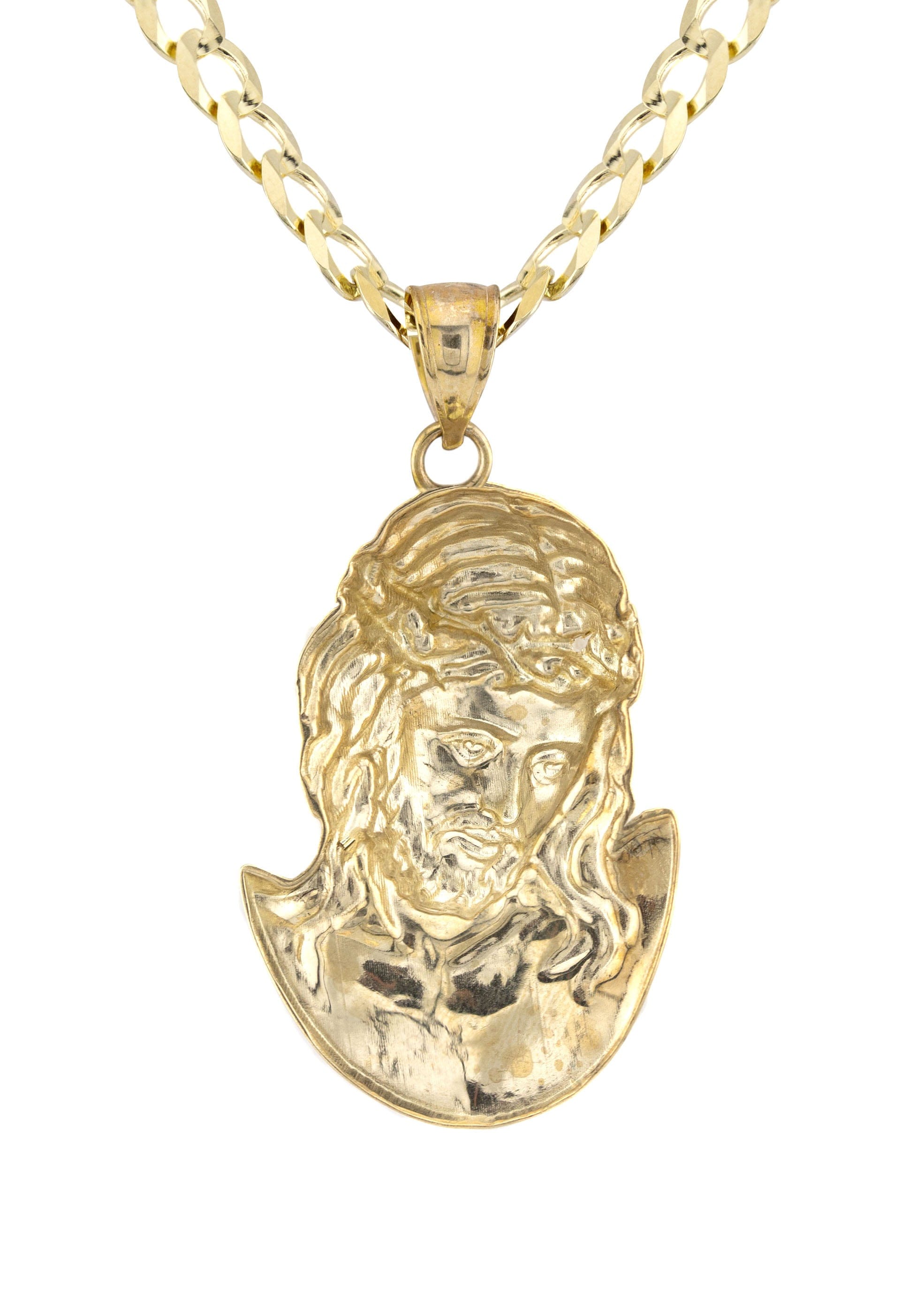 Manufacturer 1 10K Yellow Gold Jesus Head Necklace | Small 6 Grams - Large 11 Grams