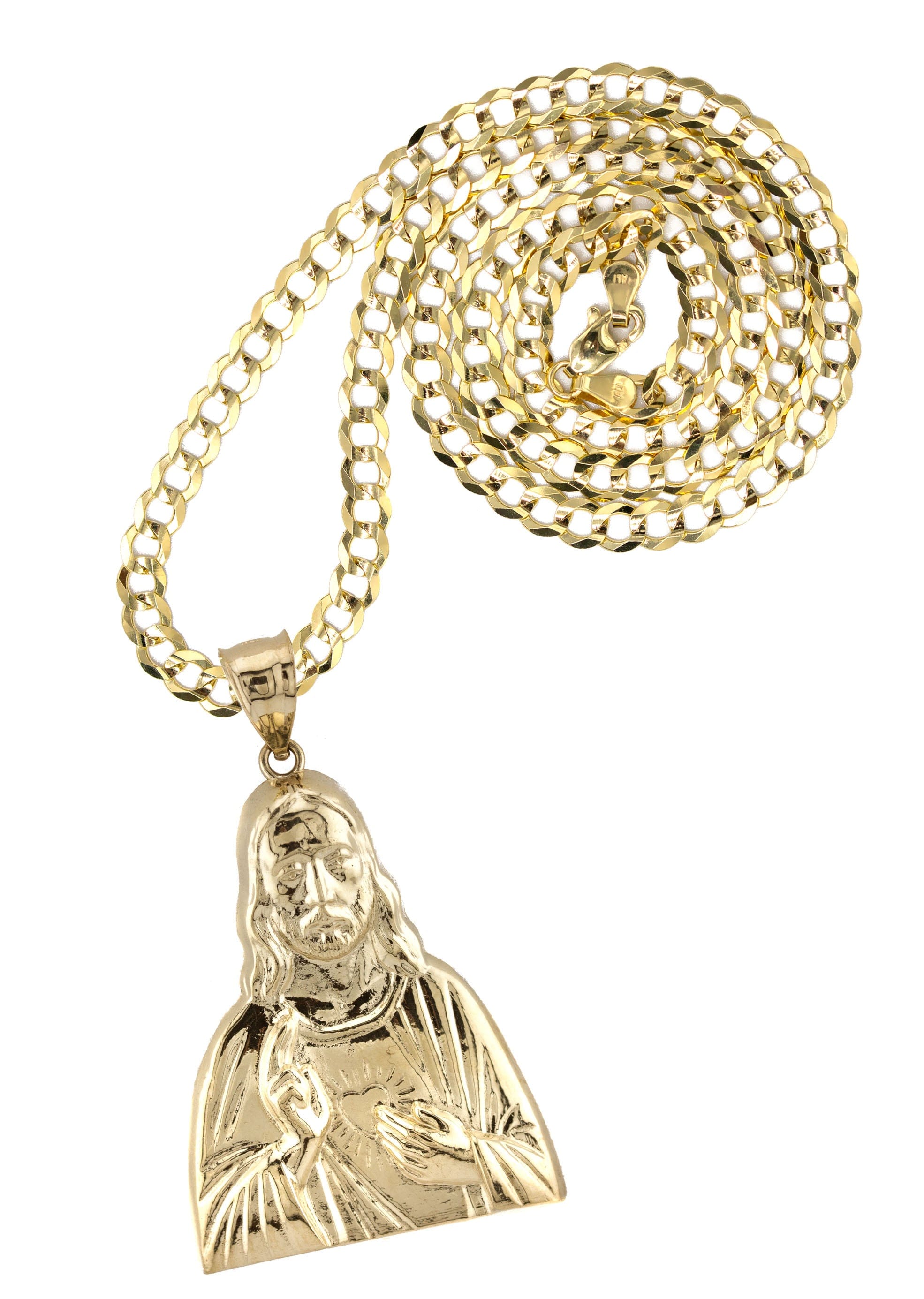 Manufacturer 1 10K Yellow Gold Jesus Head Necklace | Small 8 Grams - Large 17 Grams